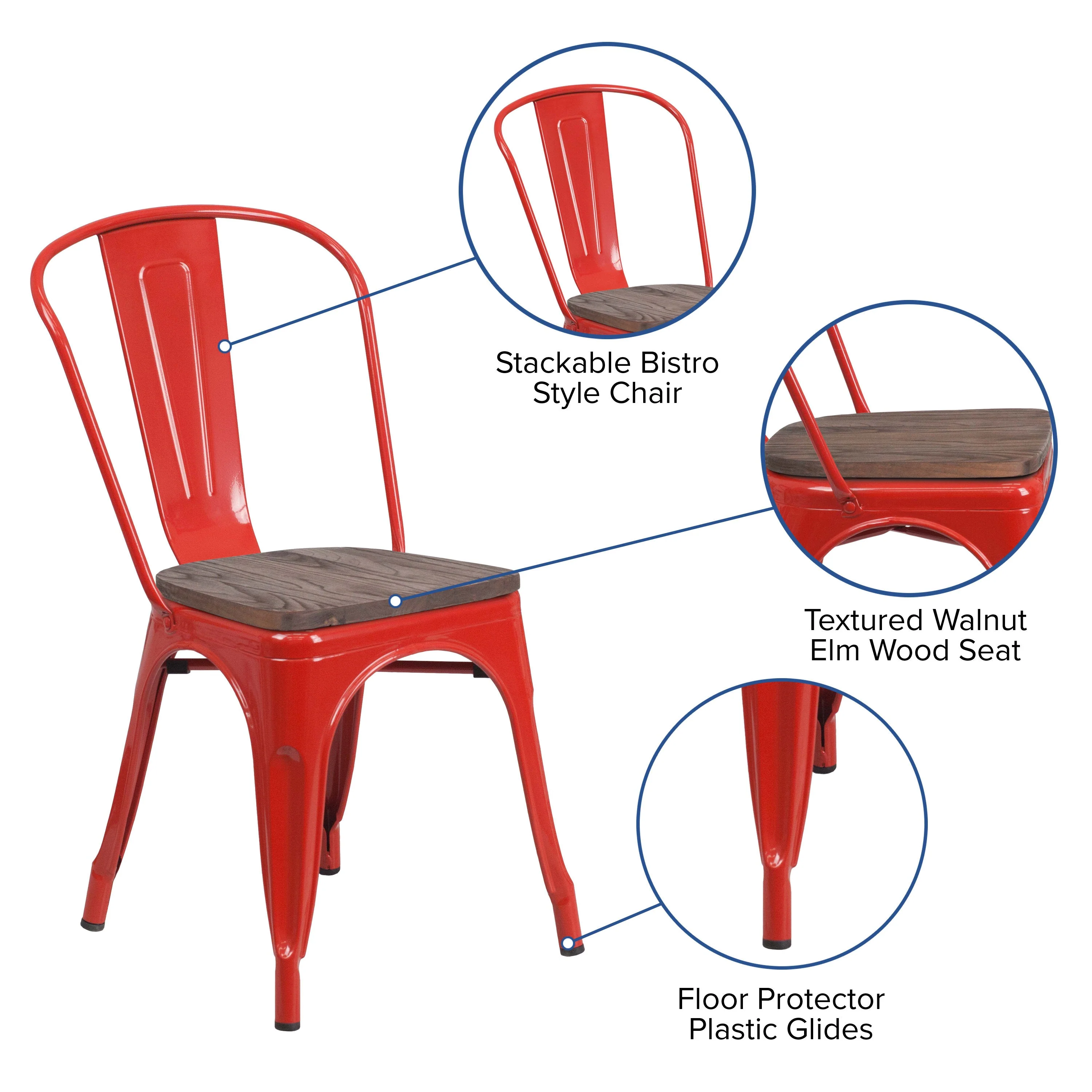 Metal Stackable Chair with Wood Seat - Image 49