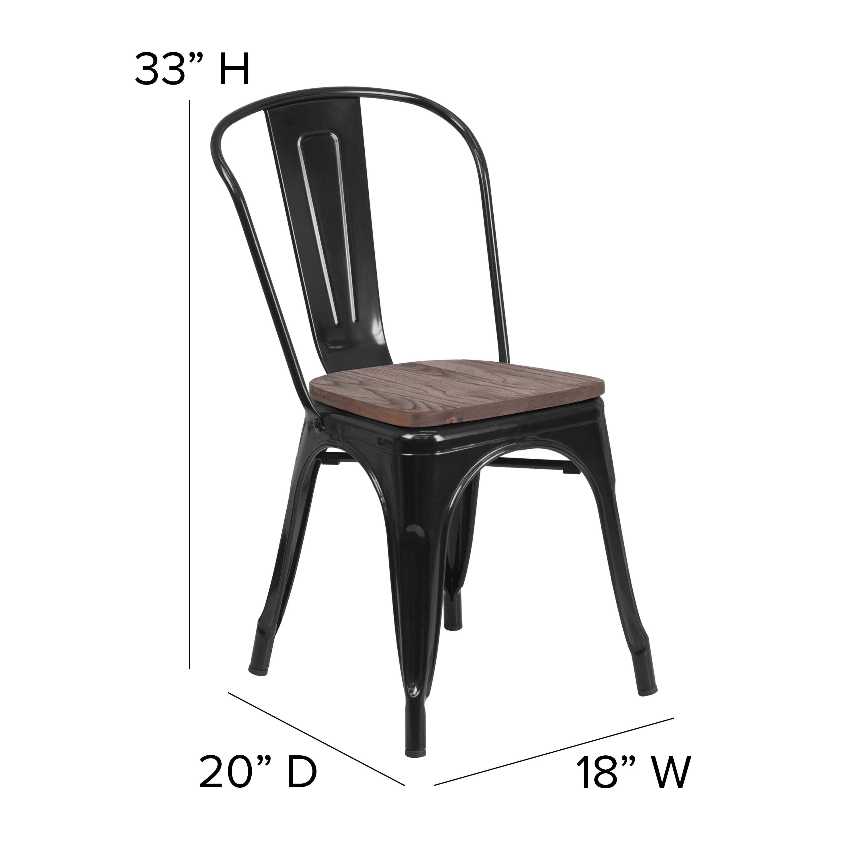 Metal Stackable Chair with Wood Seat - Image 5