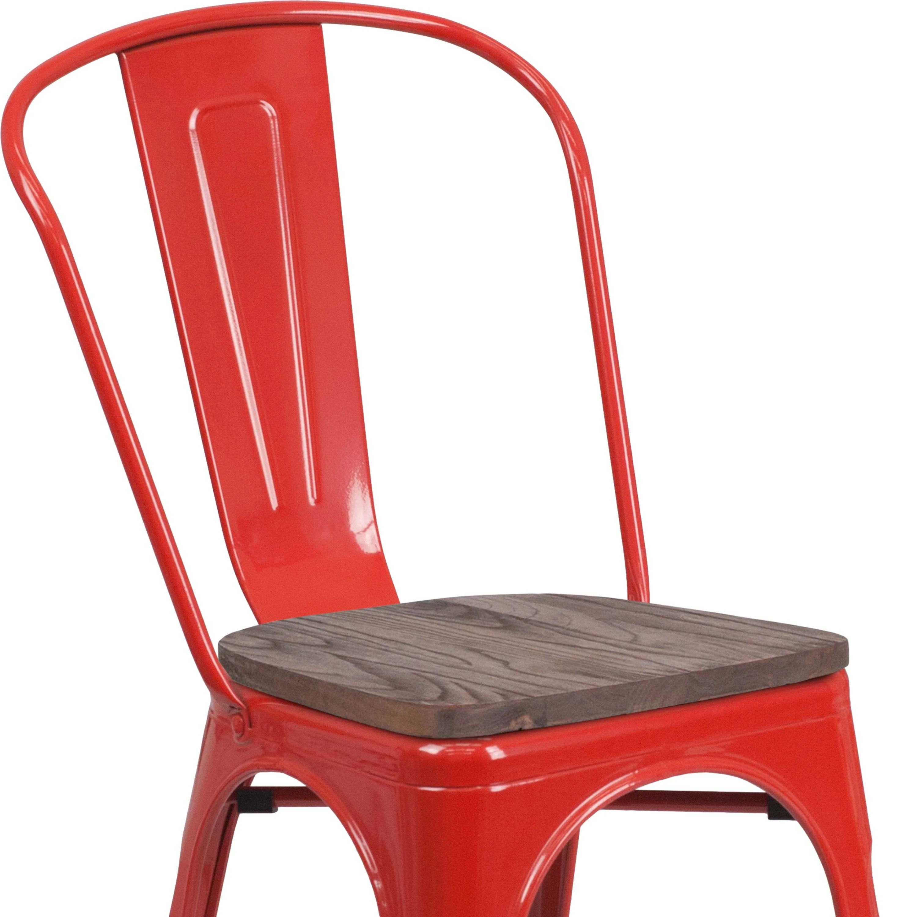 Metal Stackable Chair with Wood Seat - Image 51
