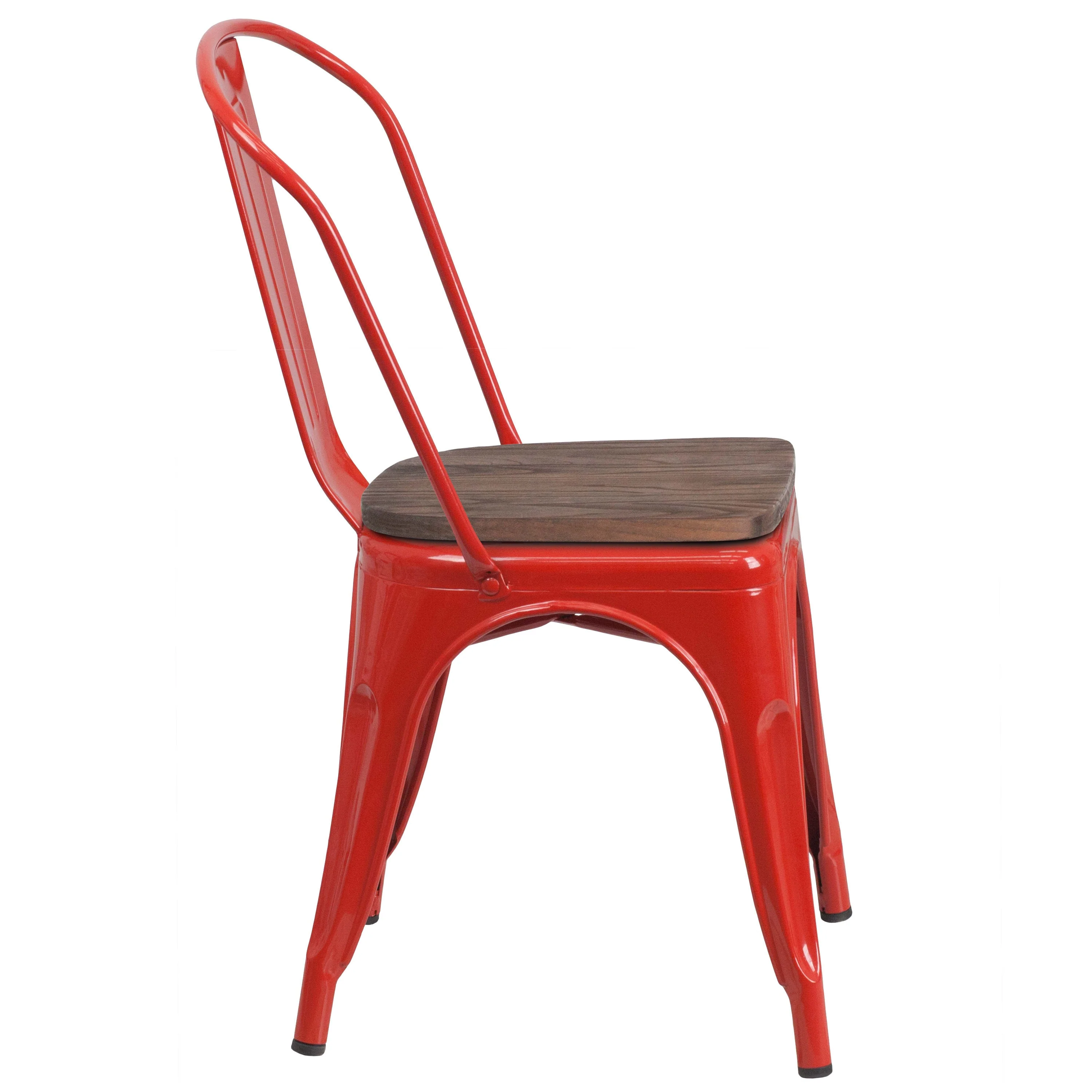 Metal Stackable Chair with Wood Seat - Image 52