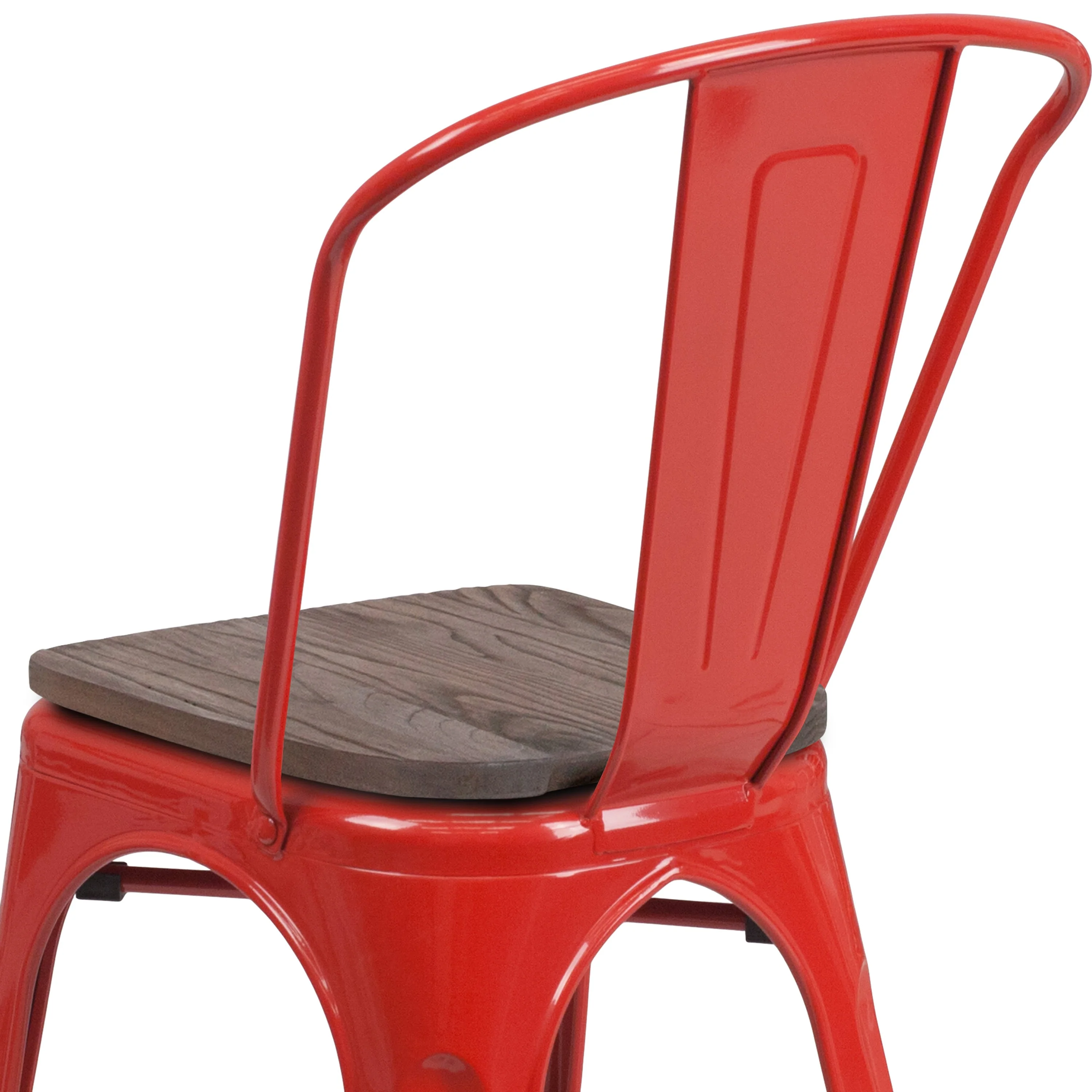 Metal Stackable Chair with Wood Seat - Image 54