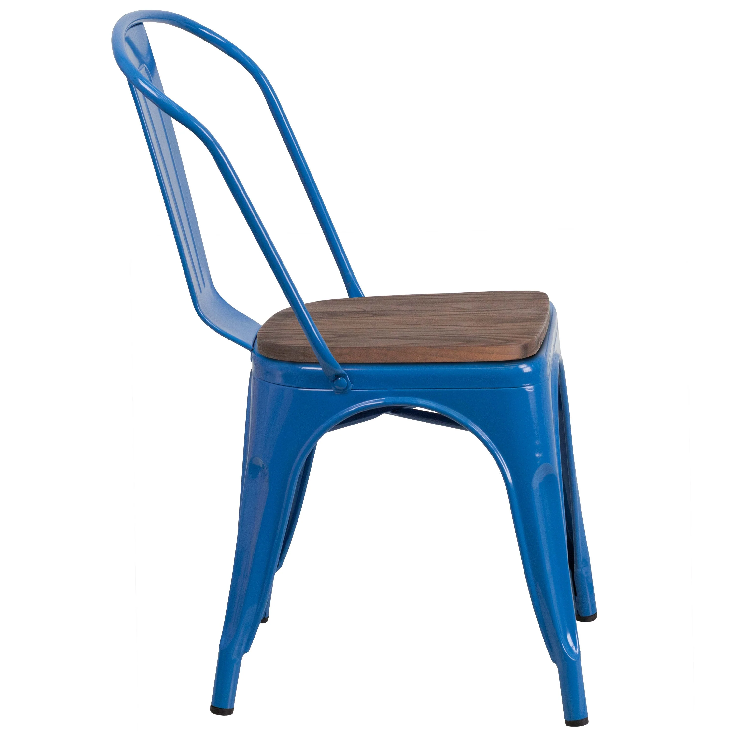 Metal Stackable Chair with Wood Seat - Image 66
