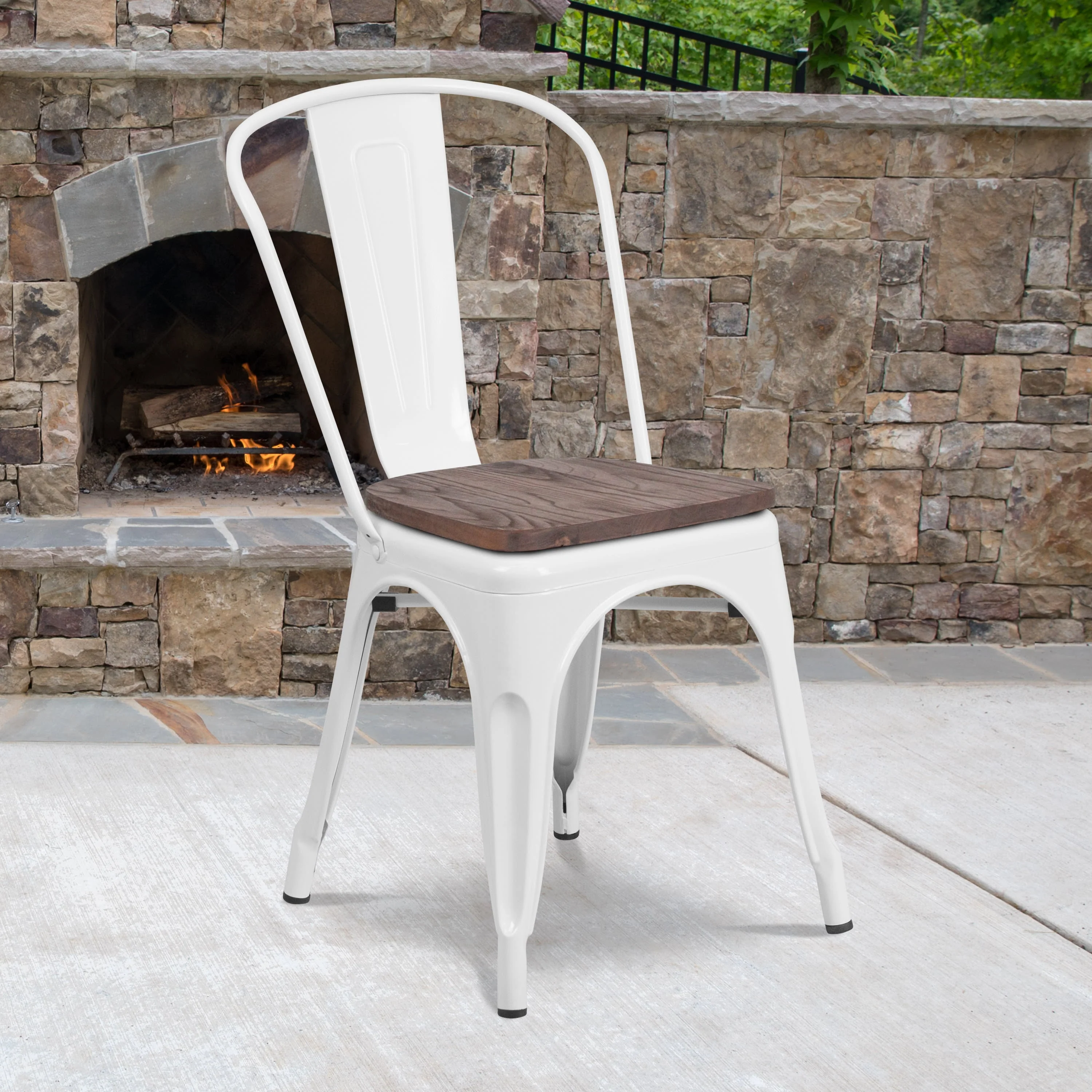 Metal Stackable Chair with Wood Seat - Image 69