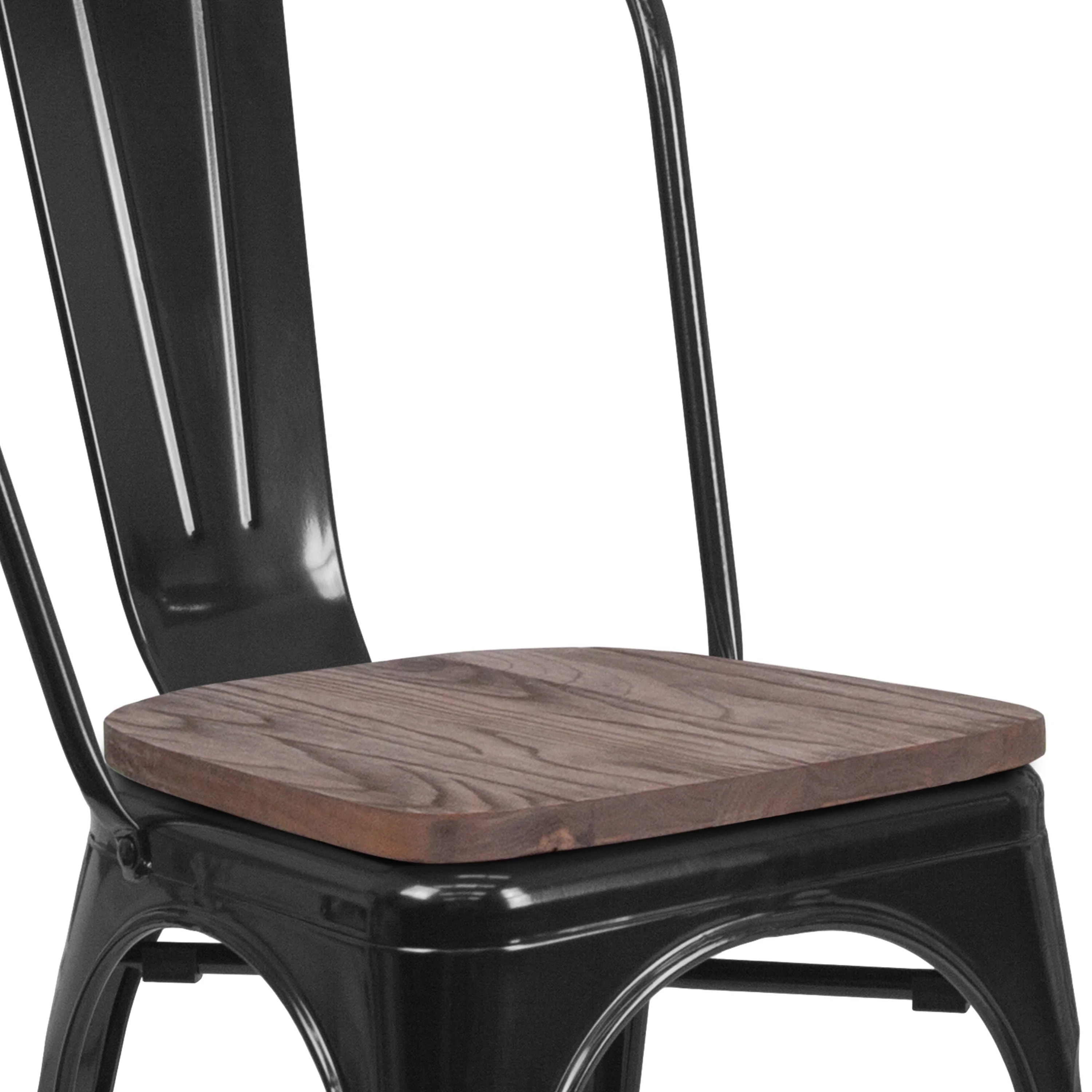 Metal Stackable Chair with Wood Seat - Image 7