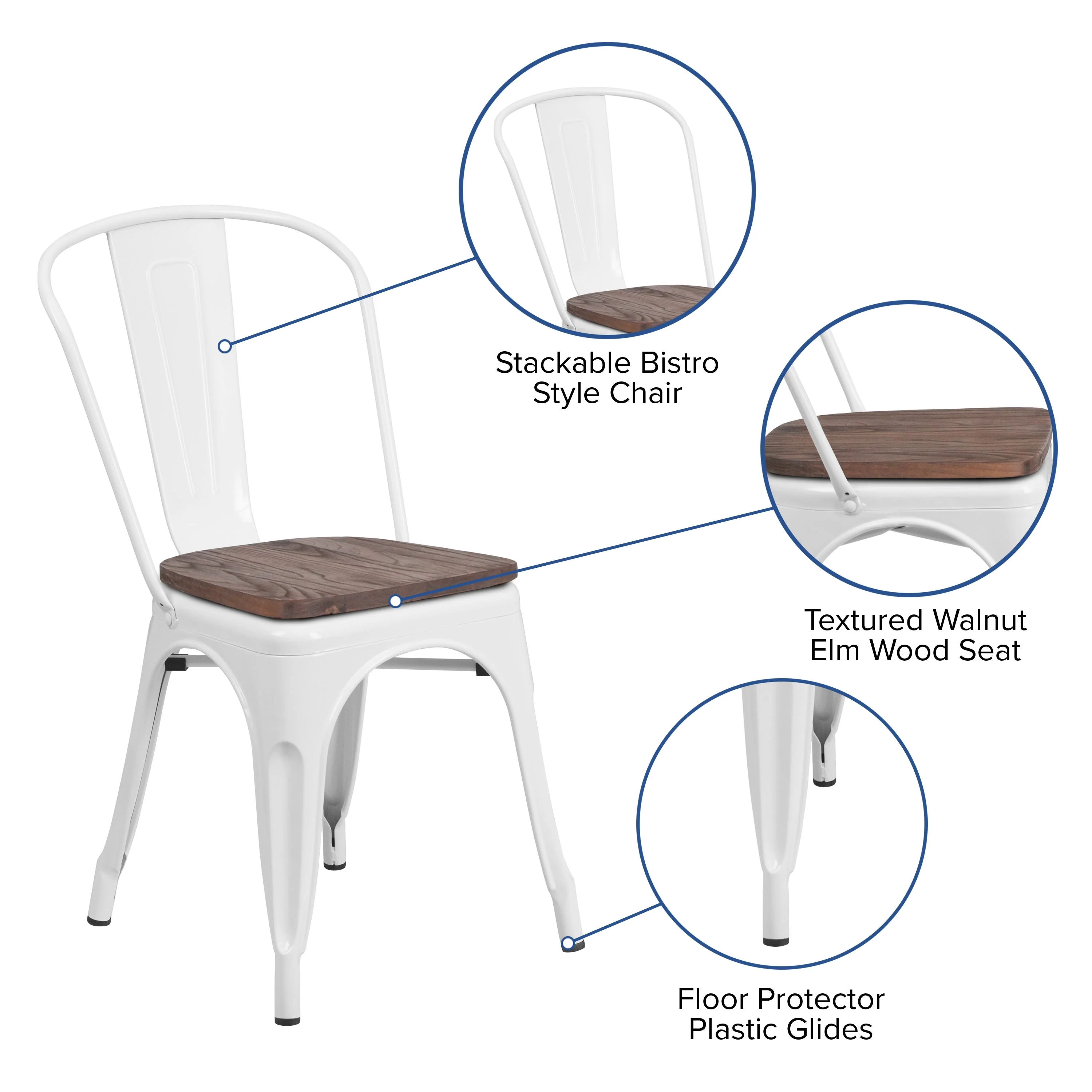 Metal Stackable Chair with Wood Seat - Image 71