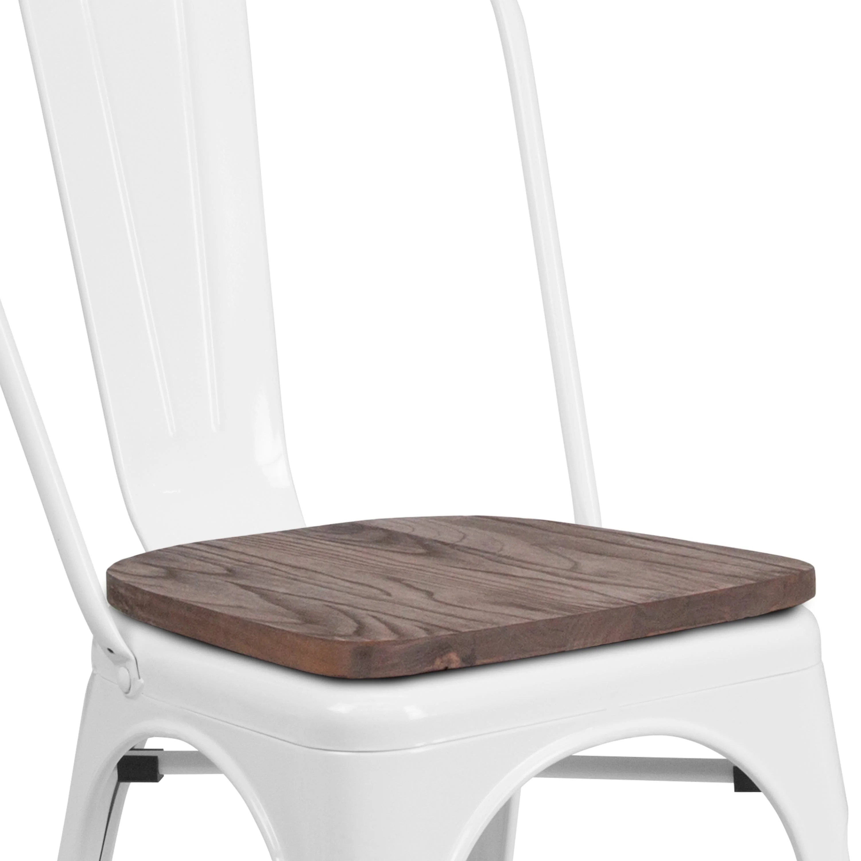 Metal Stackable Chair with Wood Seat - Image 74