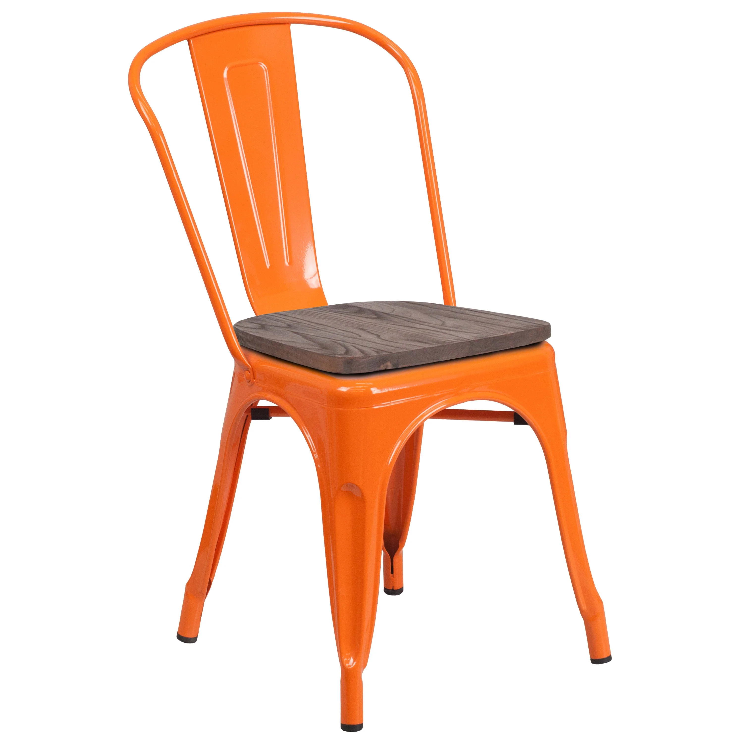 Metal Stackable Chair with Wood Seat - Image 79