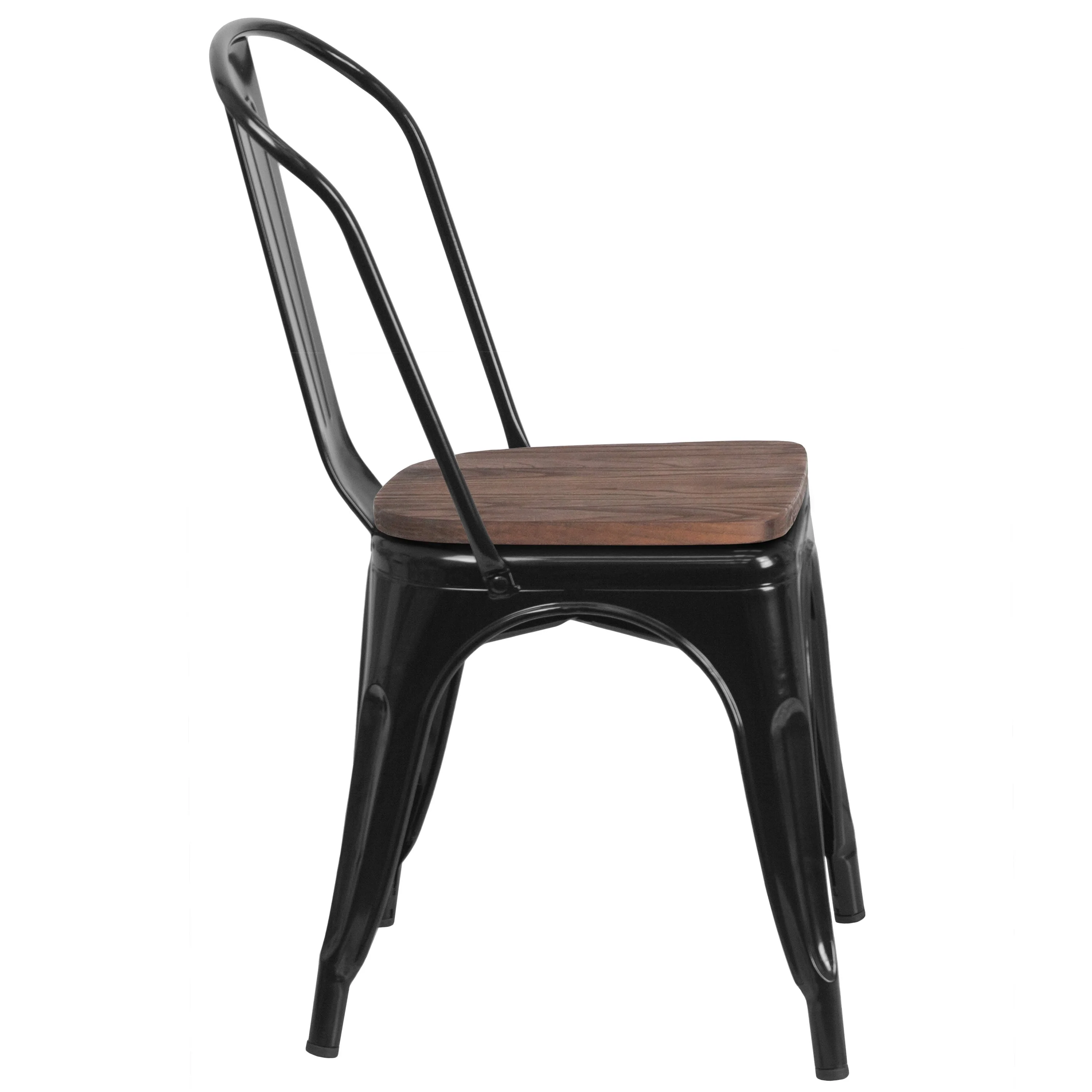 Metal Stackable Chair with Wood Seat - Image 8