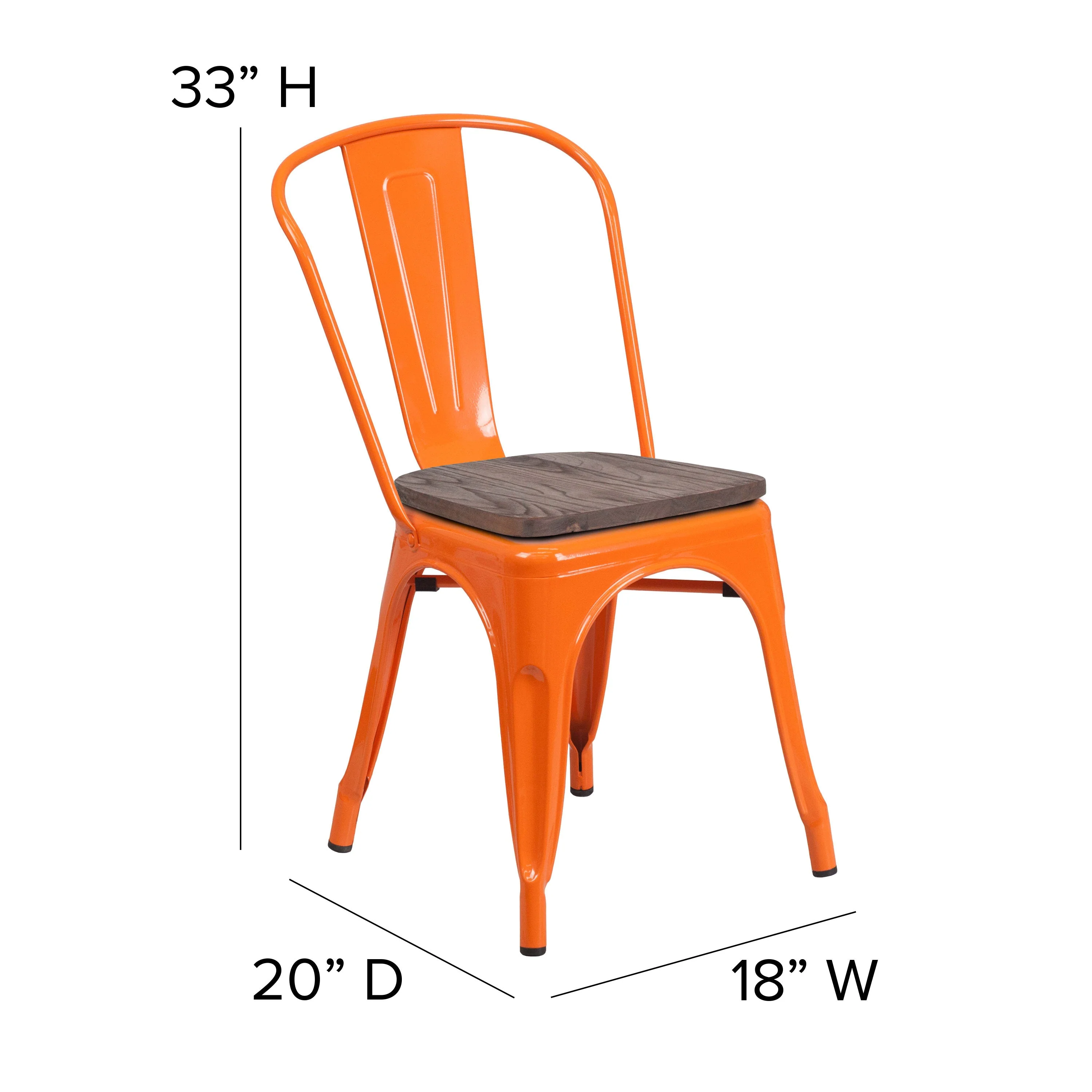 Metal Stackable Chair with Wood Seat - Image 84