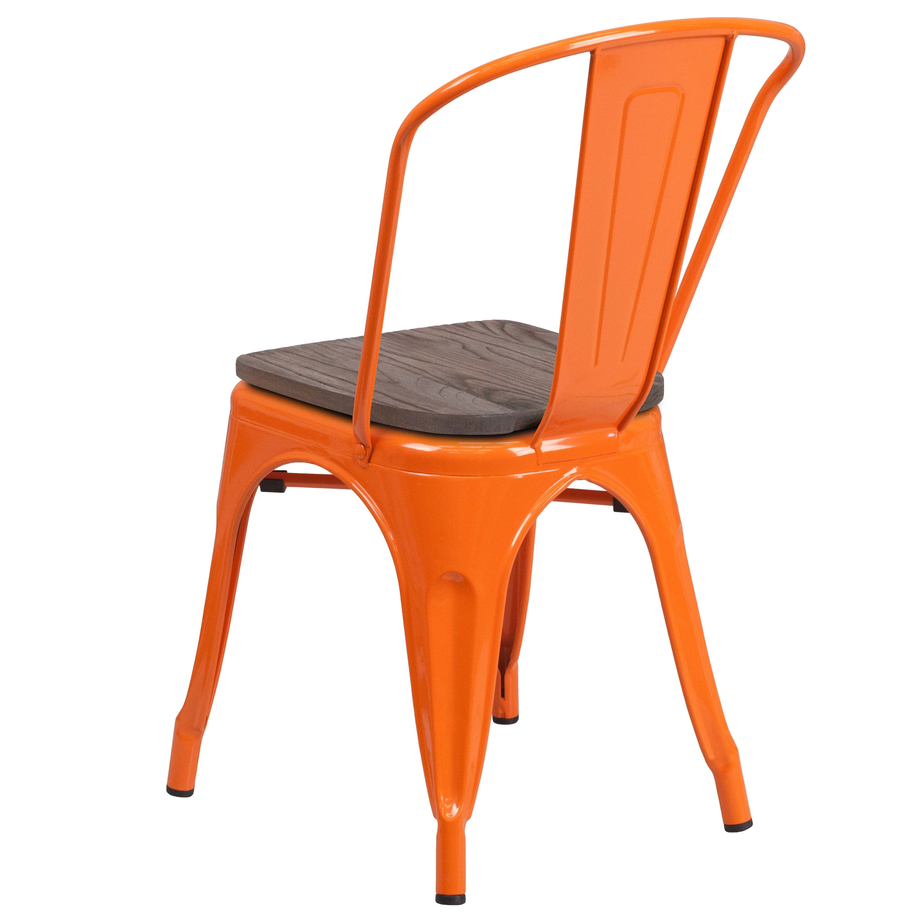 Metal Stackable Chair with Wood Seat - Image 85