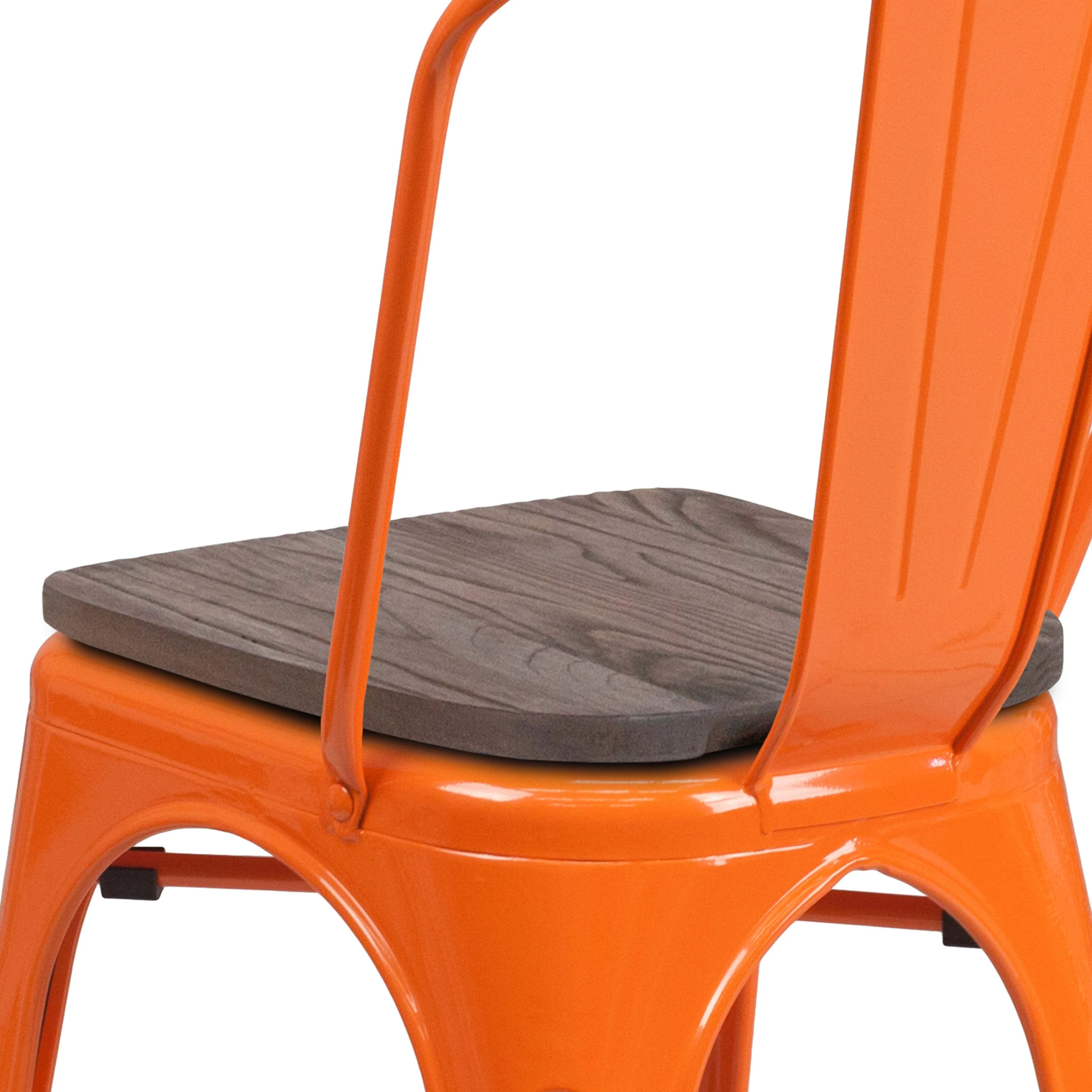 Metal Stackable Chair with Wood Seat - Image 86