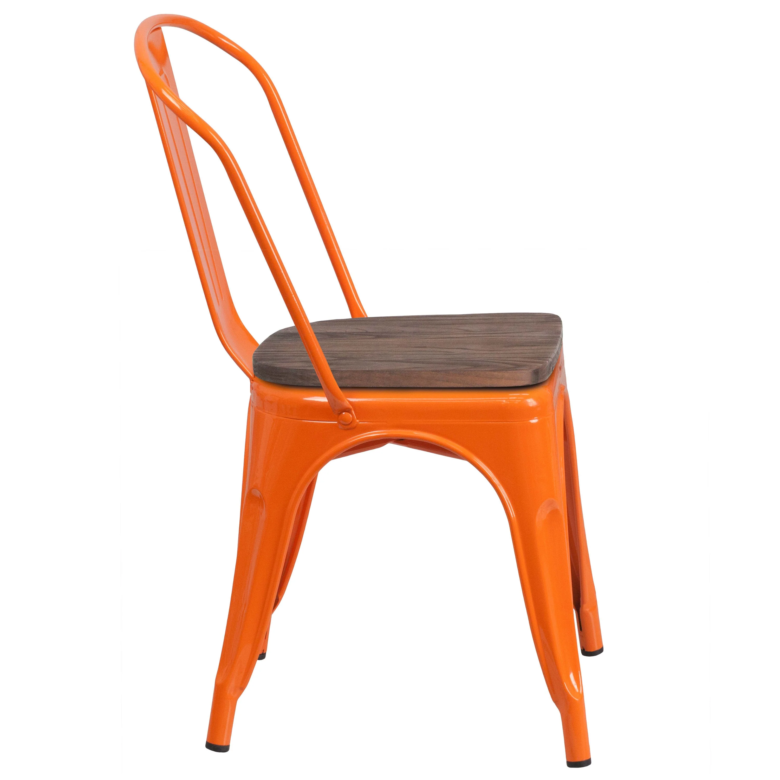 Metal Stackable Chair with Wood Seat - Image 87