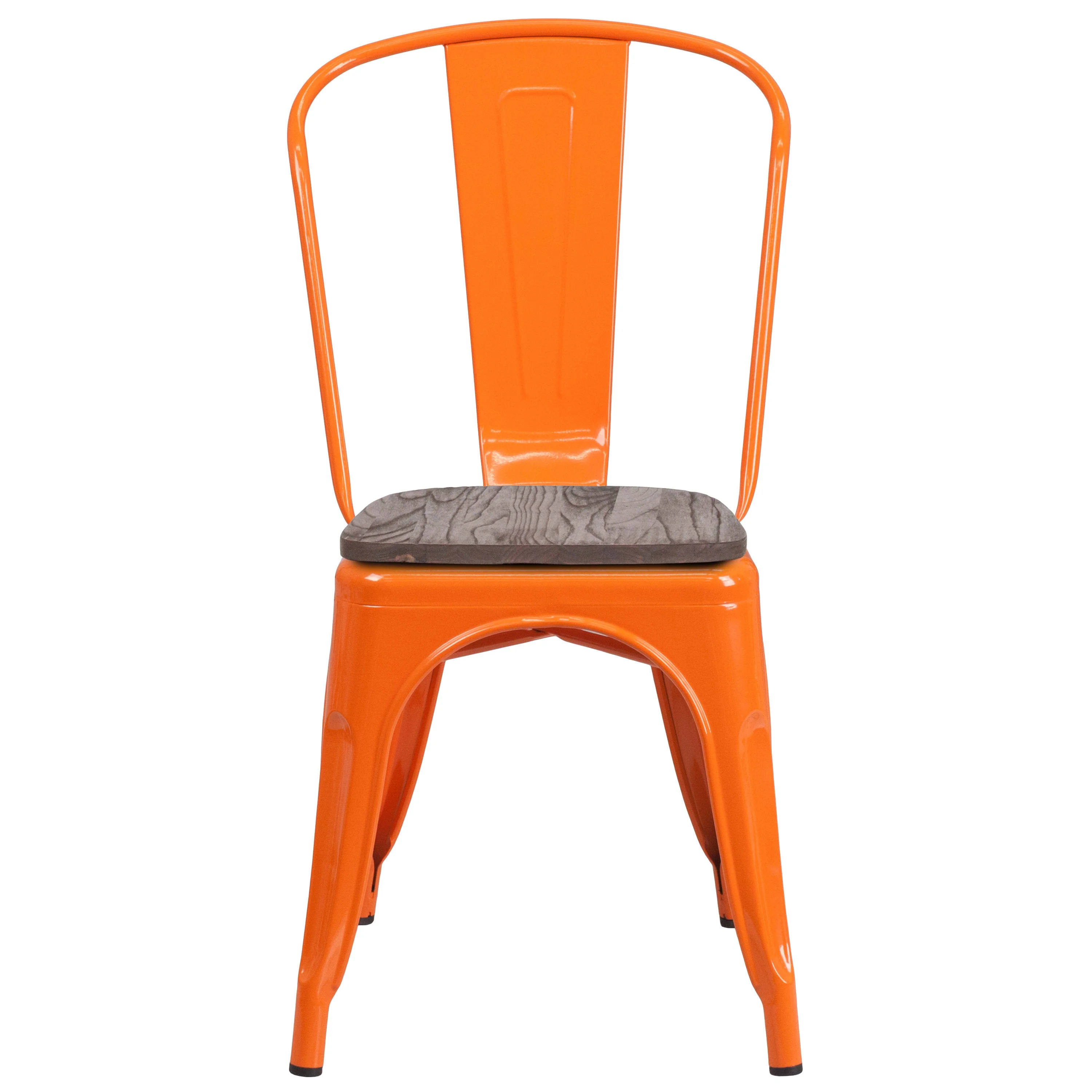 Metal Stackable Chair with Wood Seat - Image 88