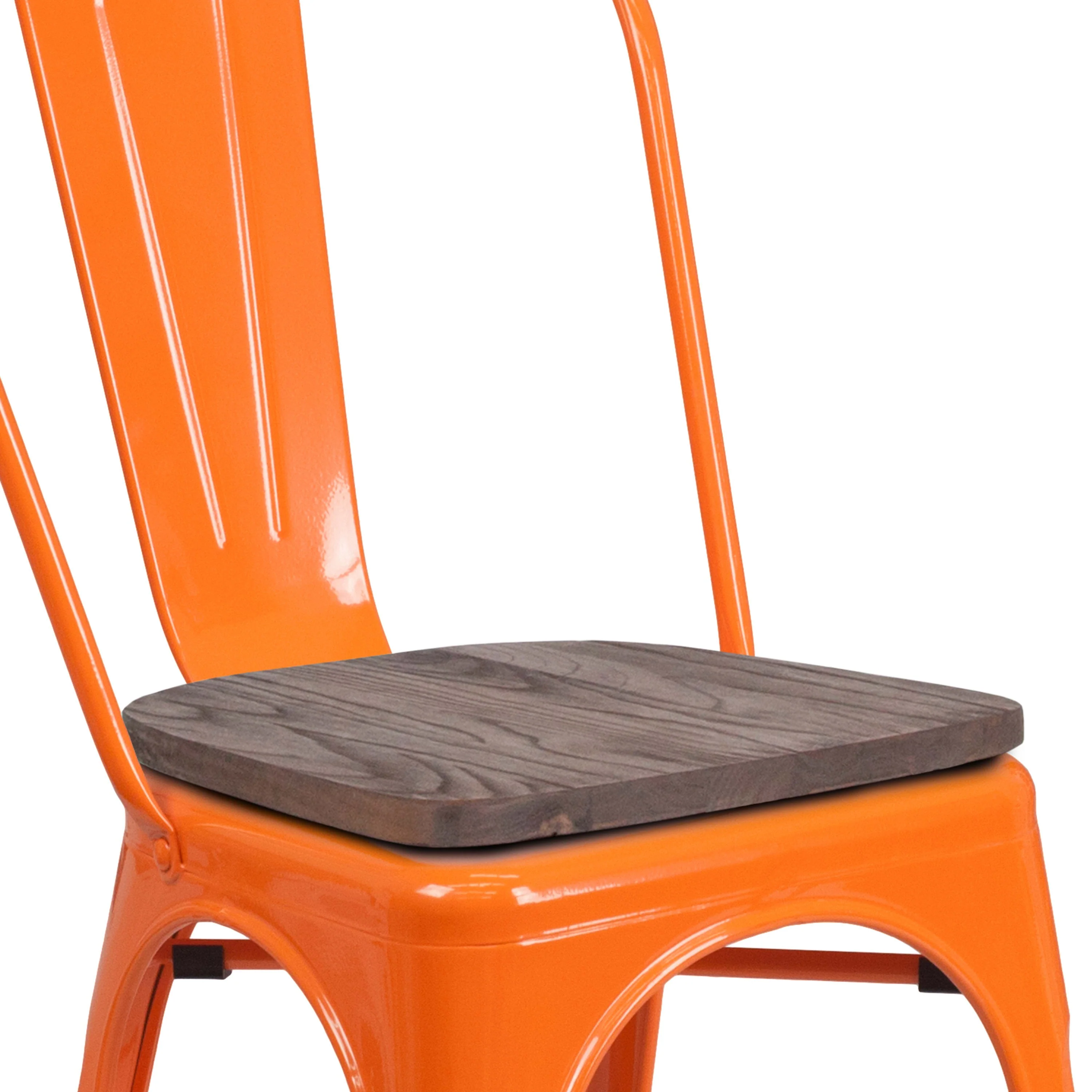Metal Stackable Chair with Wood Seat - Image 89
