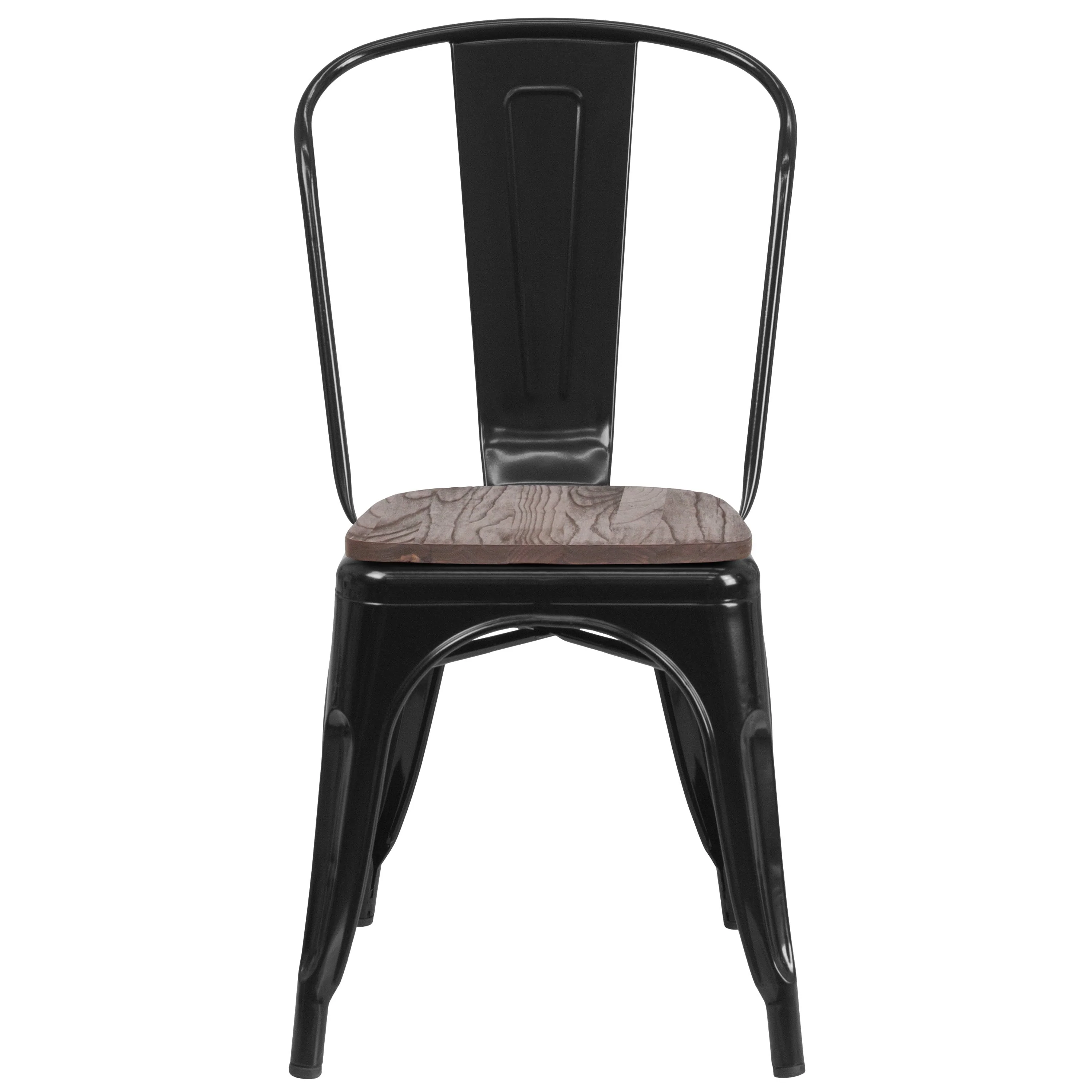 Metal Stackable Chair with Wood Seat - Image 9