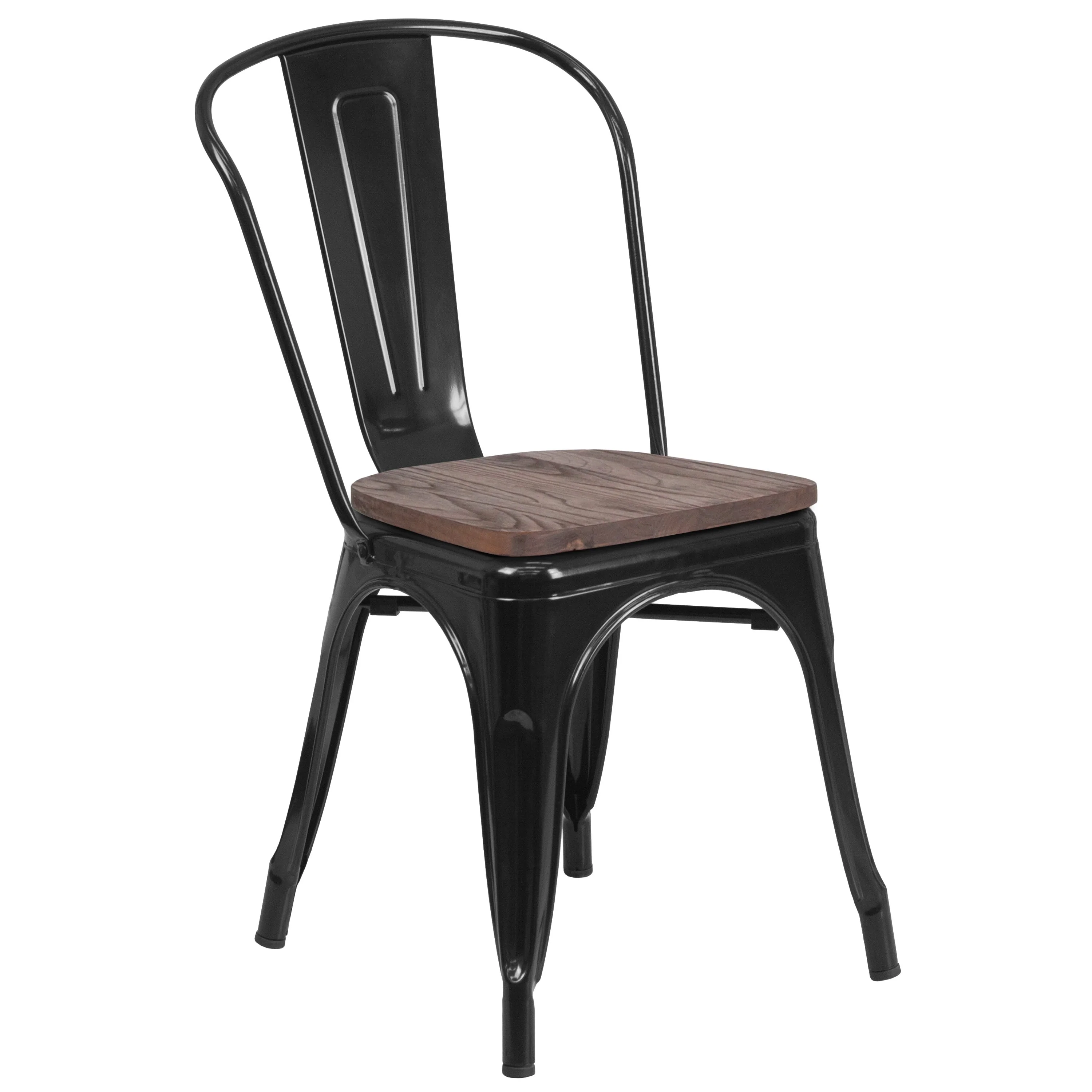 Metal Stackable Chair with Wood Seat - Image 93