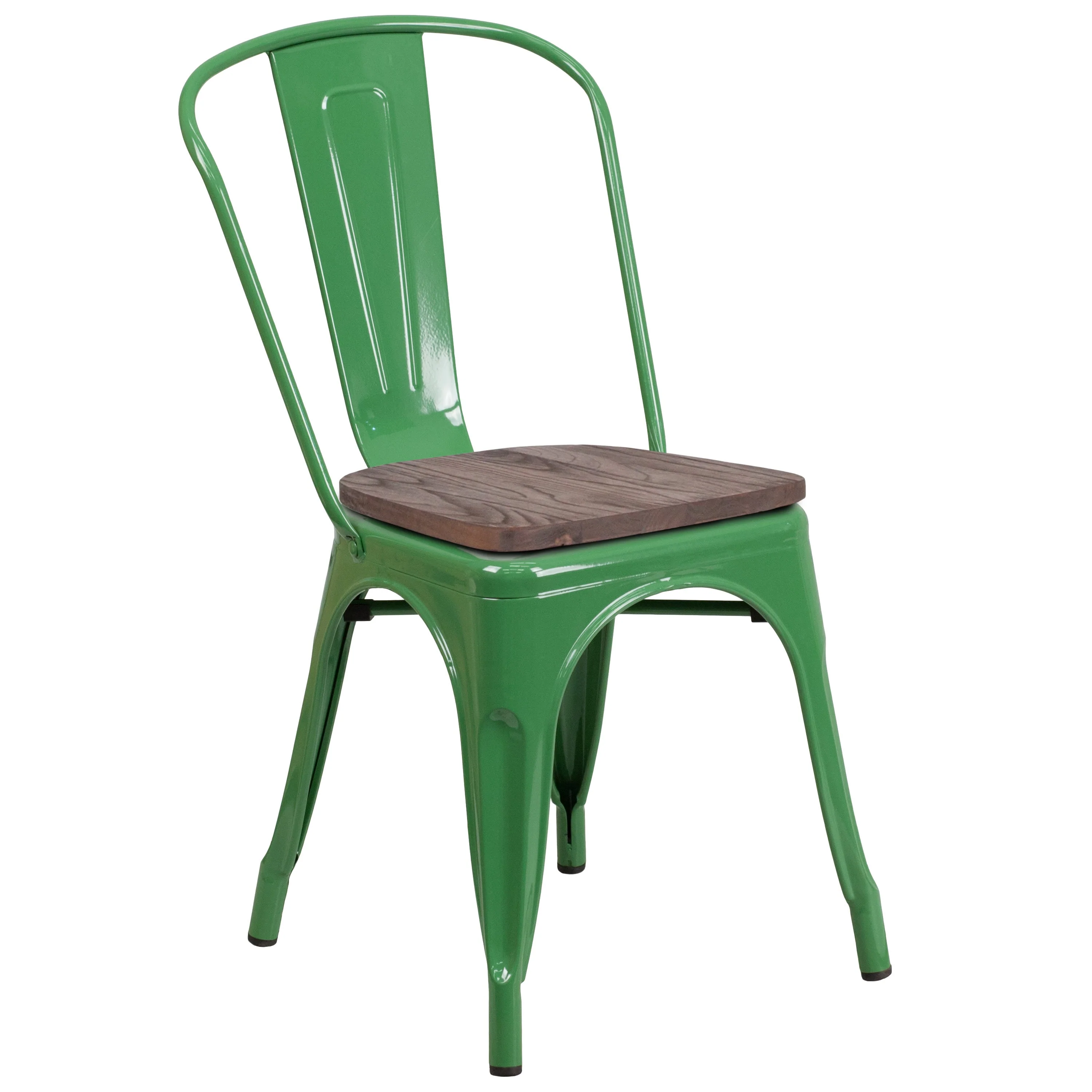 Metal Stackable Chair with Wood Seat - Image 94