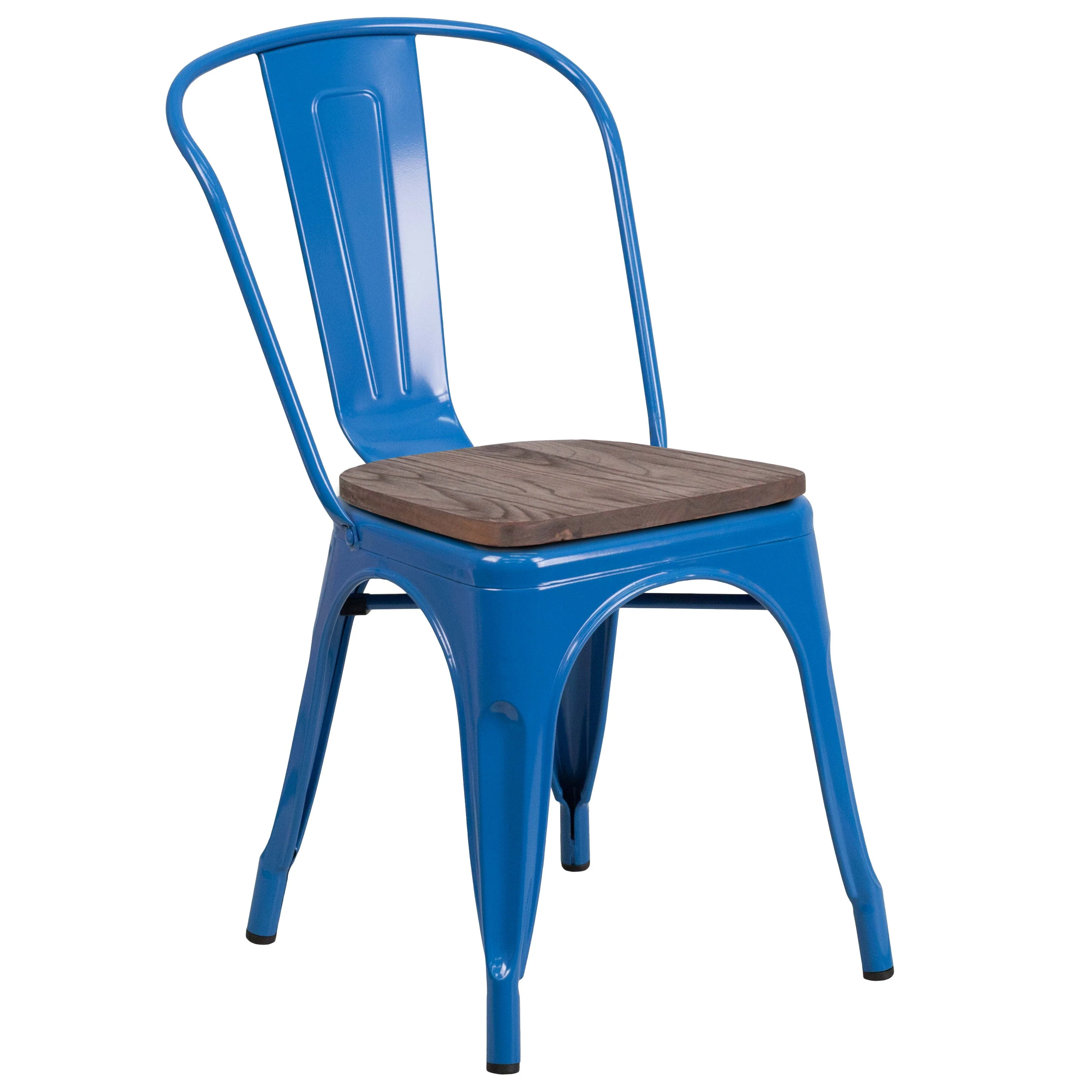 Metal Stackable Chair with Wood Seat - Image 98