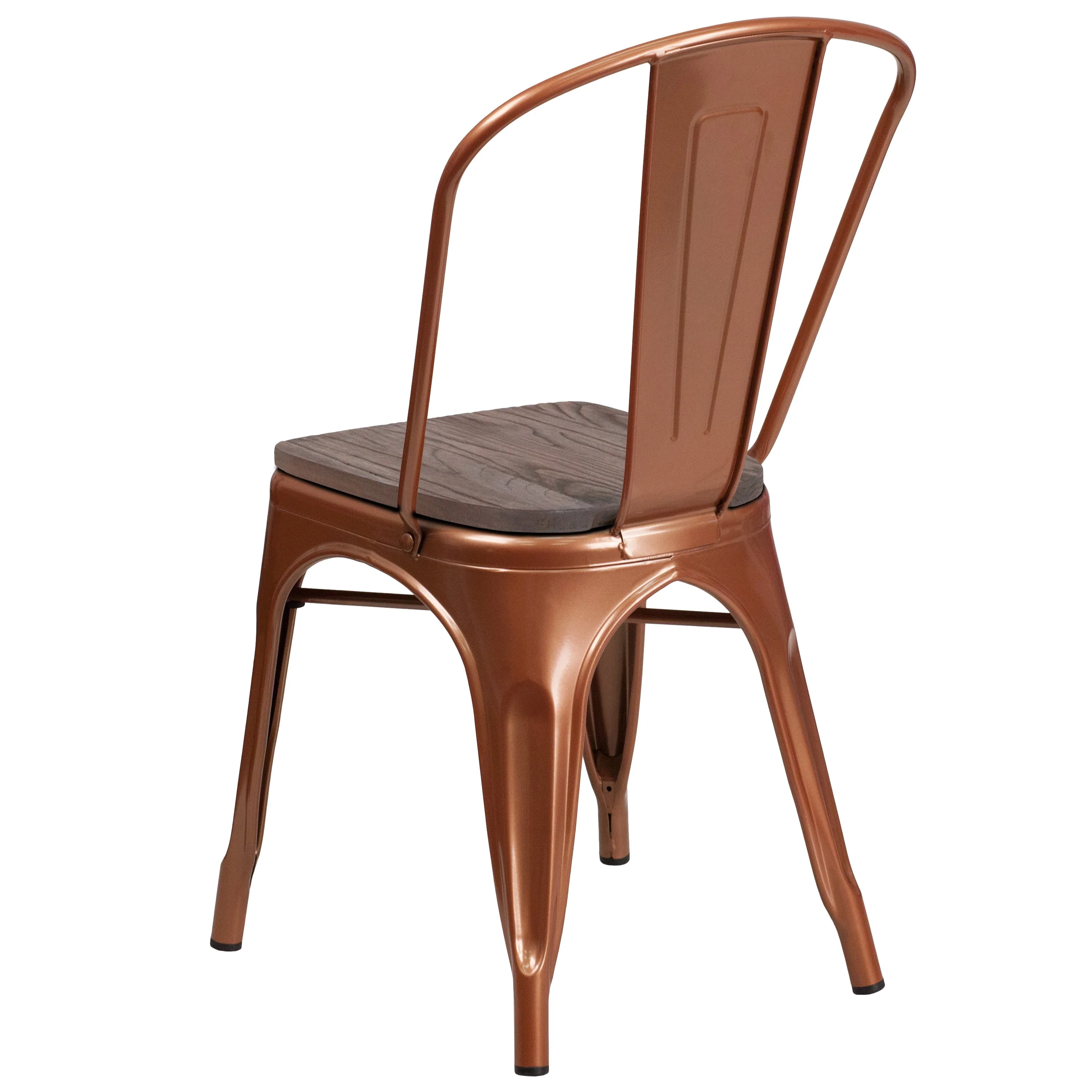 Metal Stackable Chair with Wood Seat - Image 11