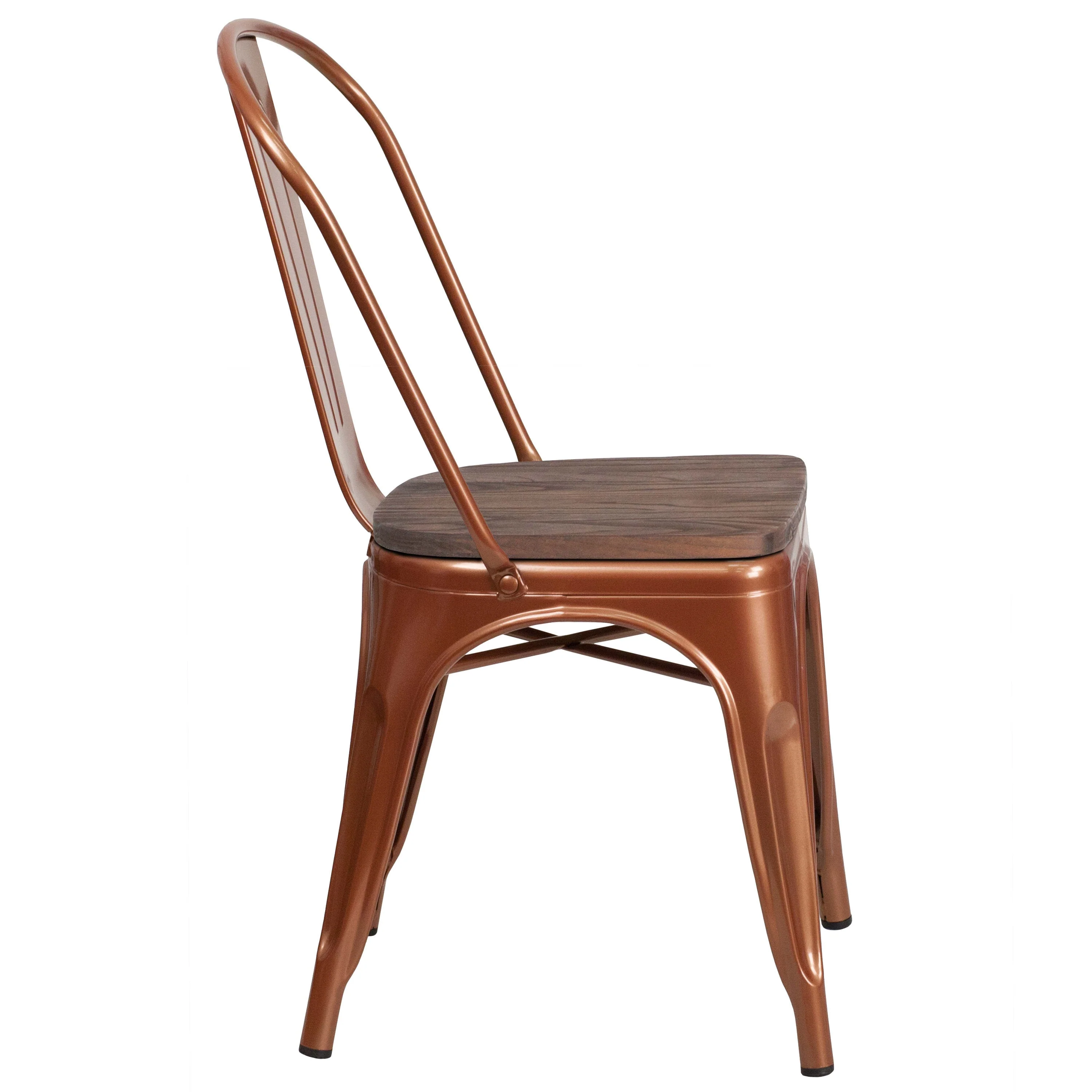 Metal Stackable Chair with Wood Seat - Image 12