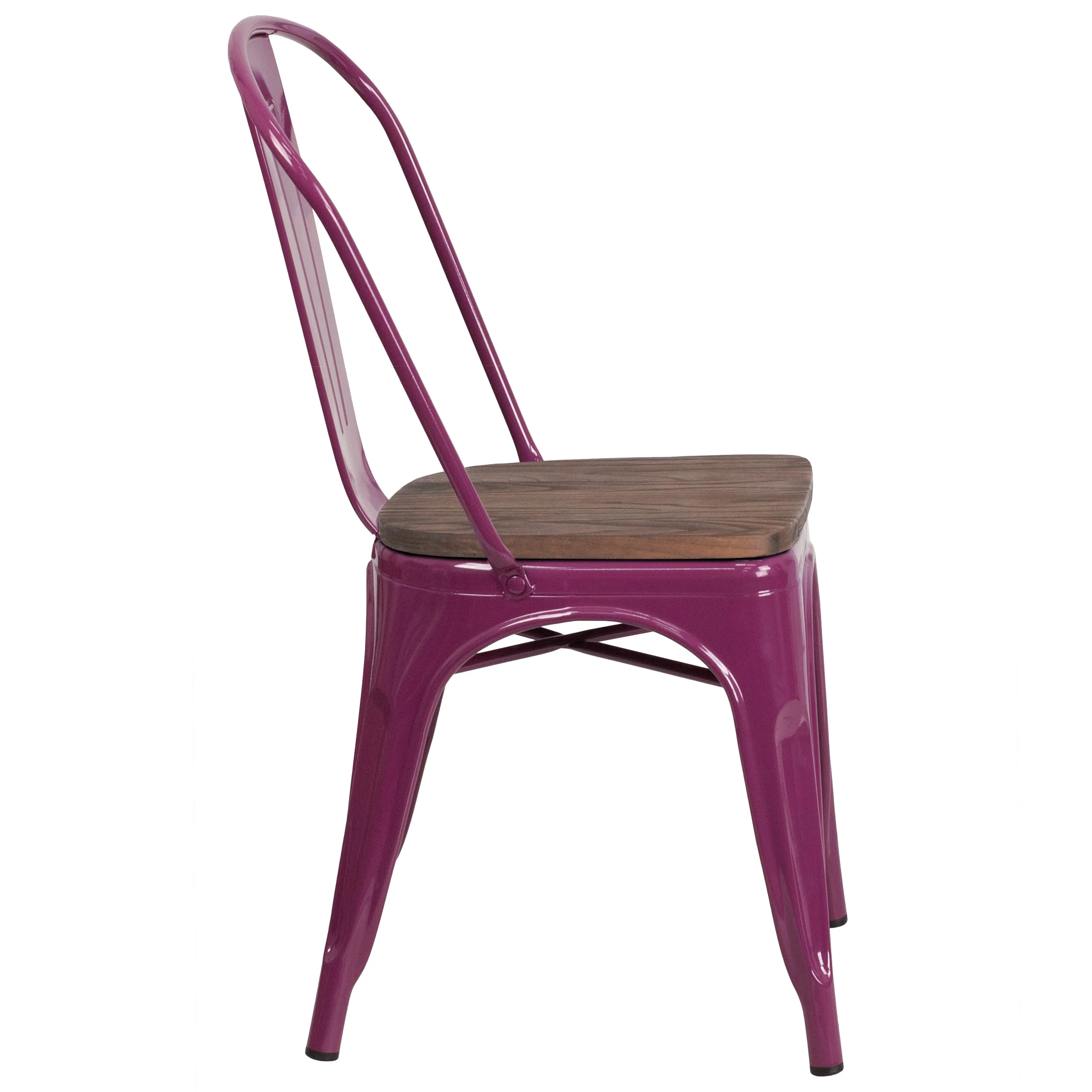 Metal Stackable Chair with Wood Seat - Image 19