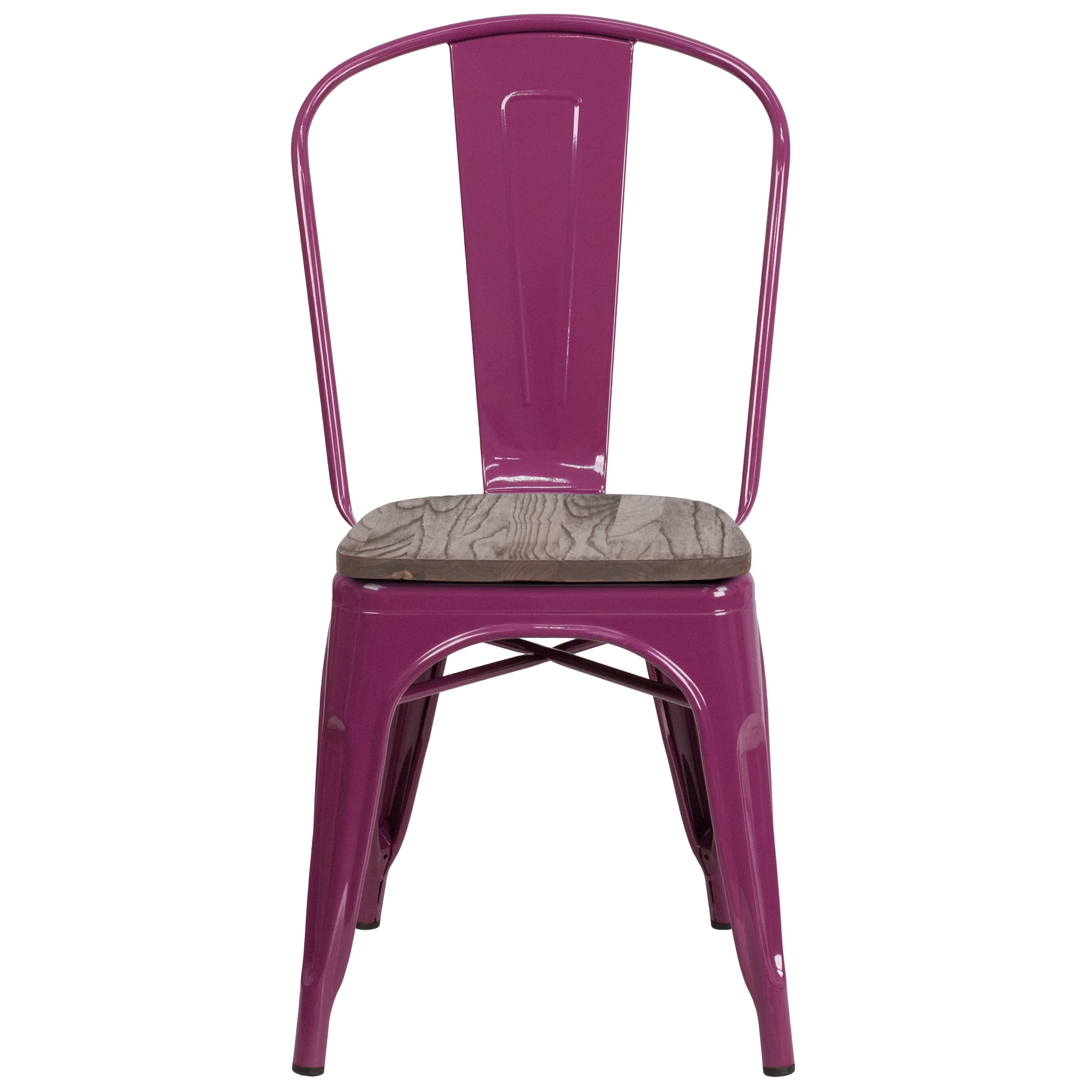 Metal Stackable Chair with Wood Seat - Image 20