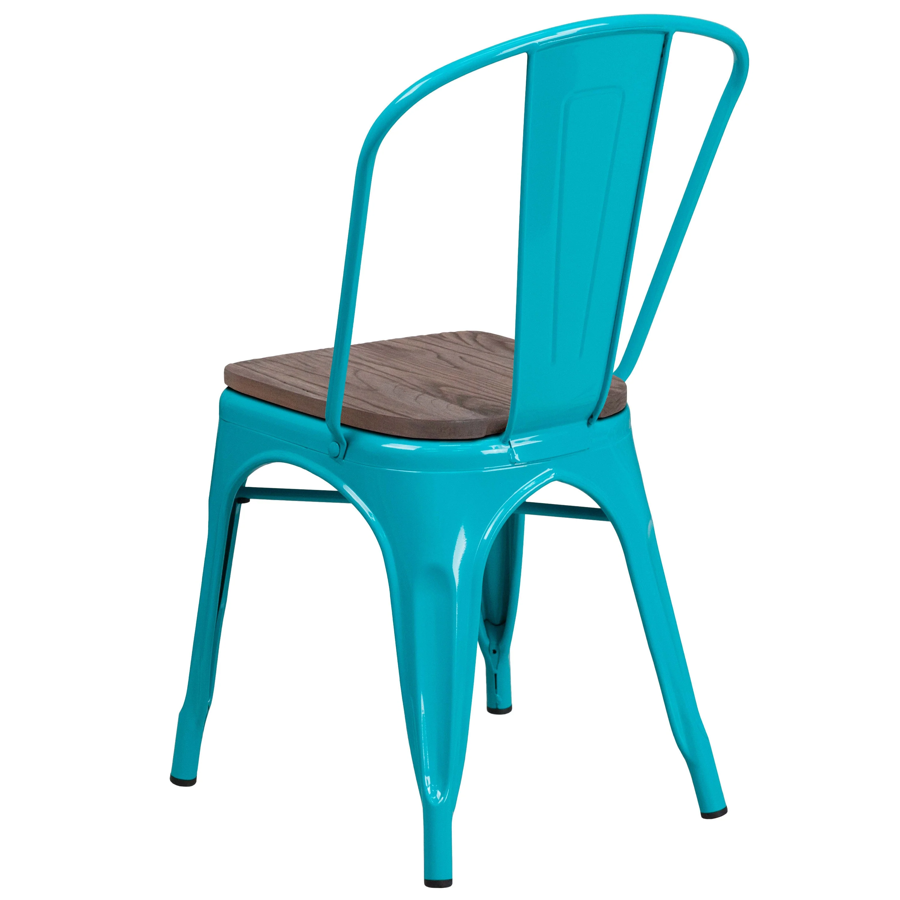 Metal Stackable Chair with Wood Seat - Image 25