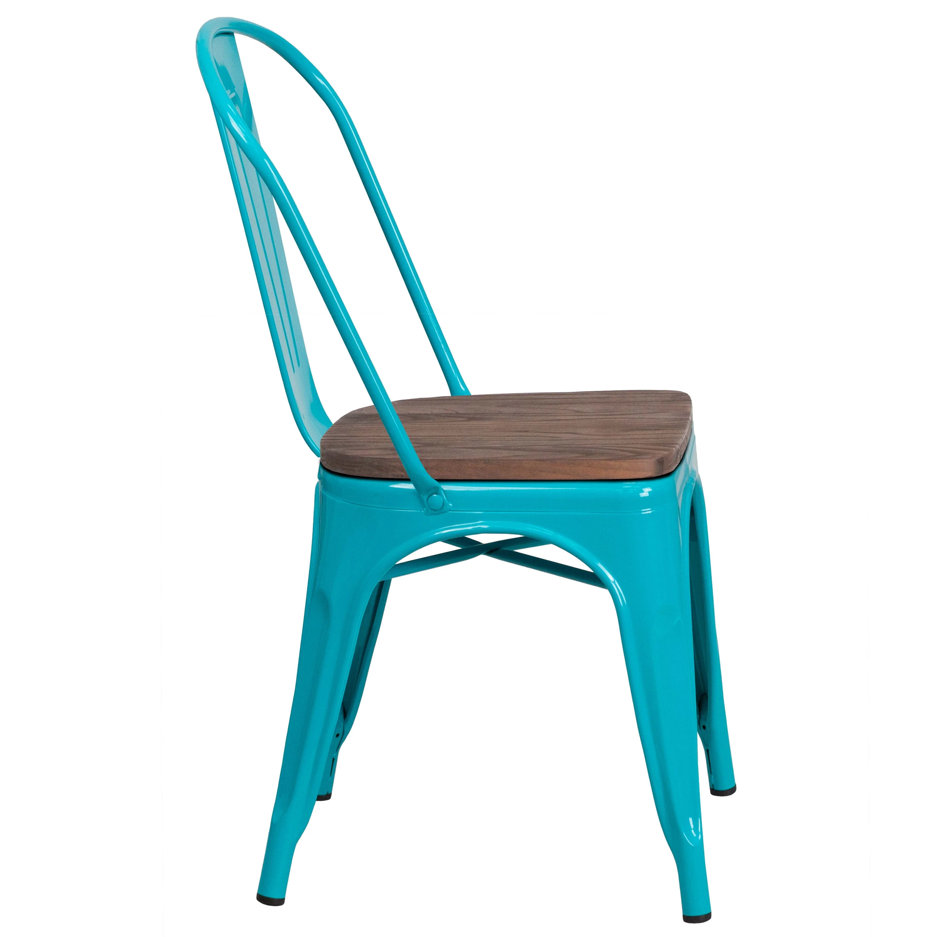 Metal Stackable Chair with Wood Seat - Image 26