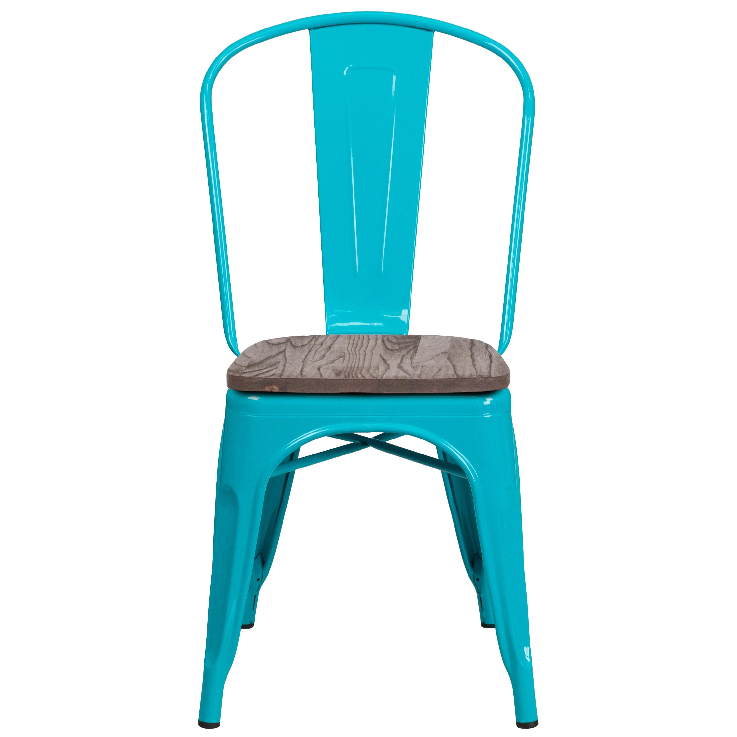 Metal Stackable Chair with Wood Seat - Image 27