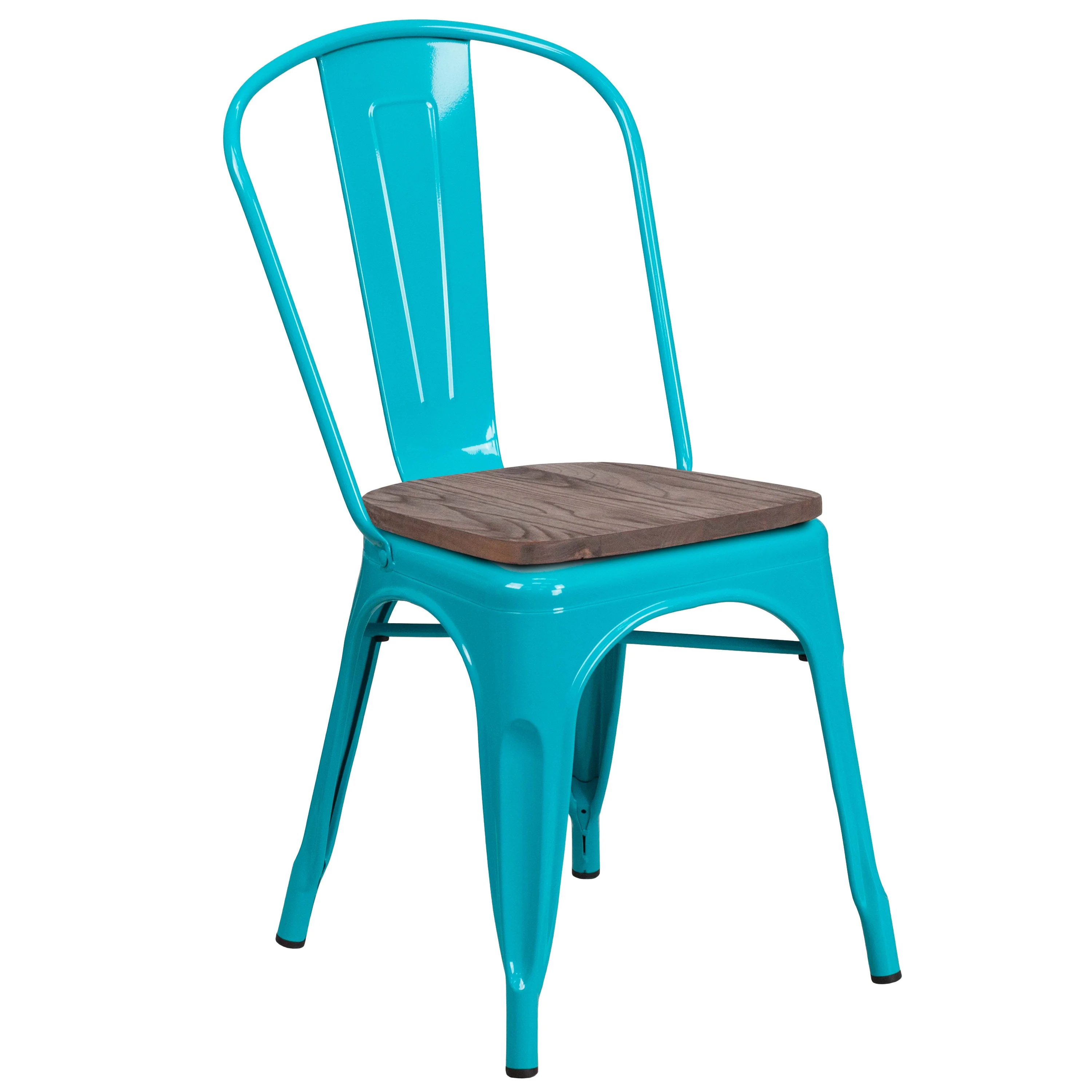 Metal Stackable Chair with Wood Seat - Image 30