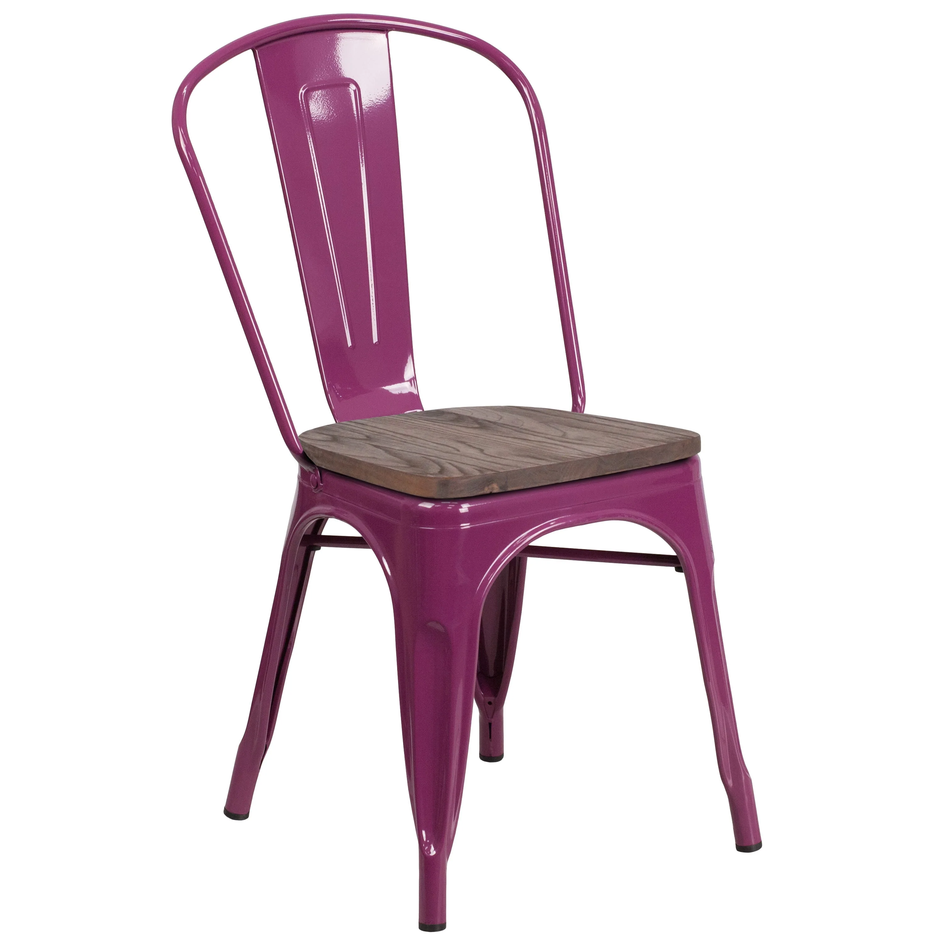 Metal Stackable Chair with Wood Seat - Image 31