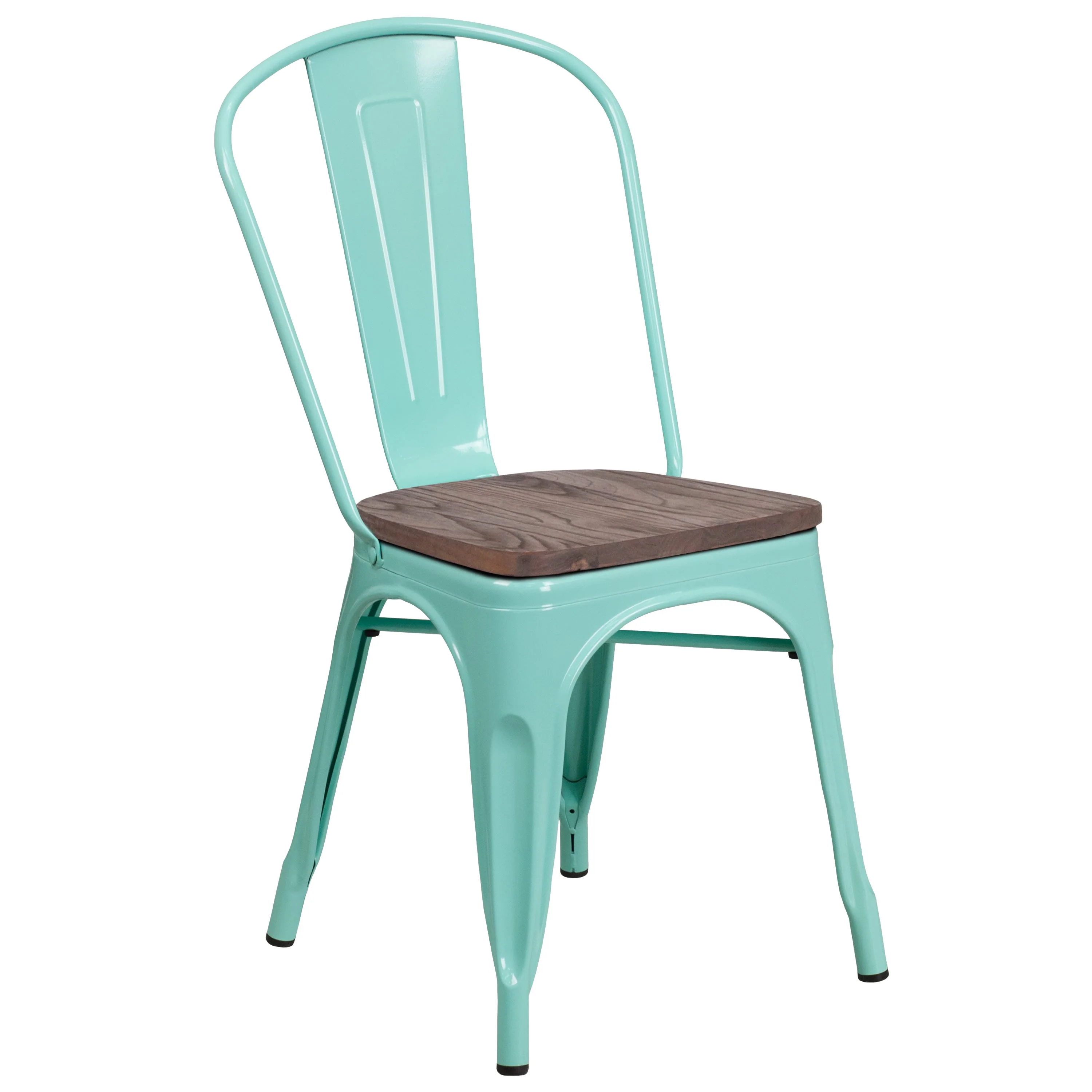Metal Stackable Chair with Wood Seat - Image 32
