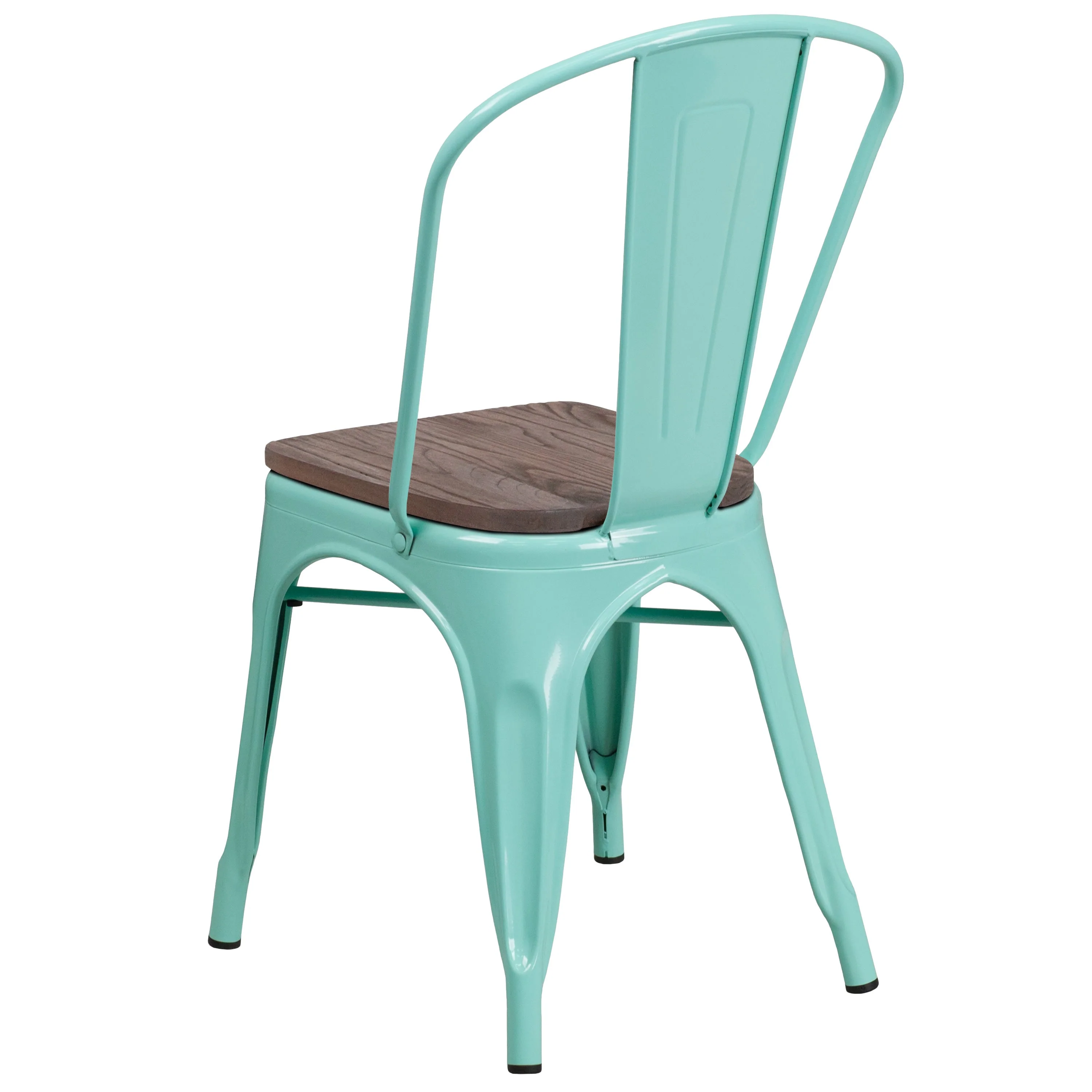 Metal Stackable Chair with Wood Seat - Image 4