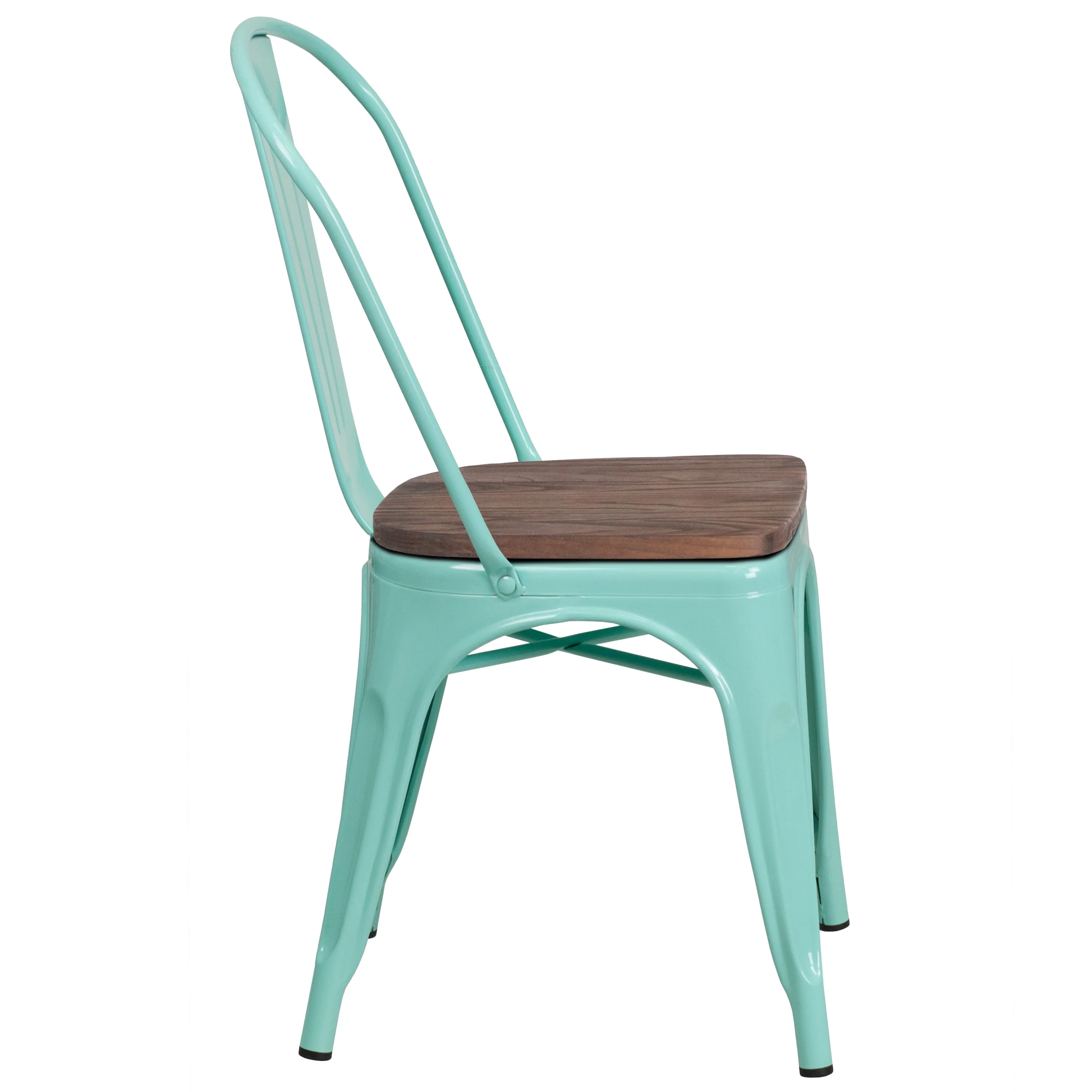 Metal Stackable Chair with Wood Seat - Image 5