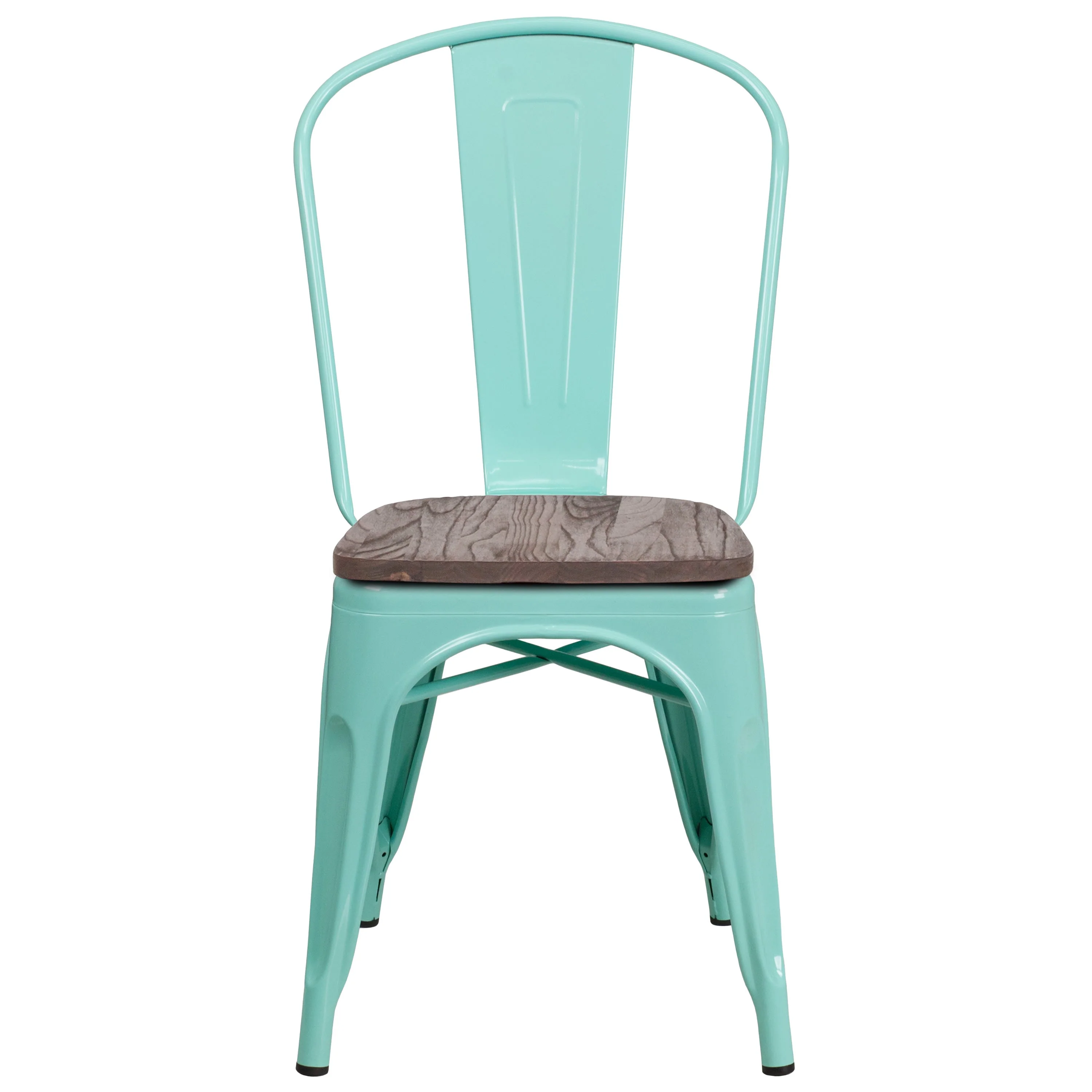 Metal Stackable Chair with Wood Seat - Image 6