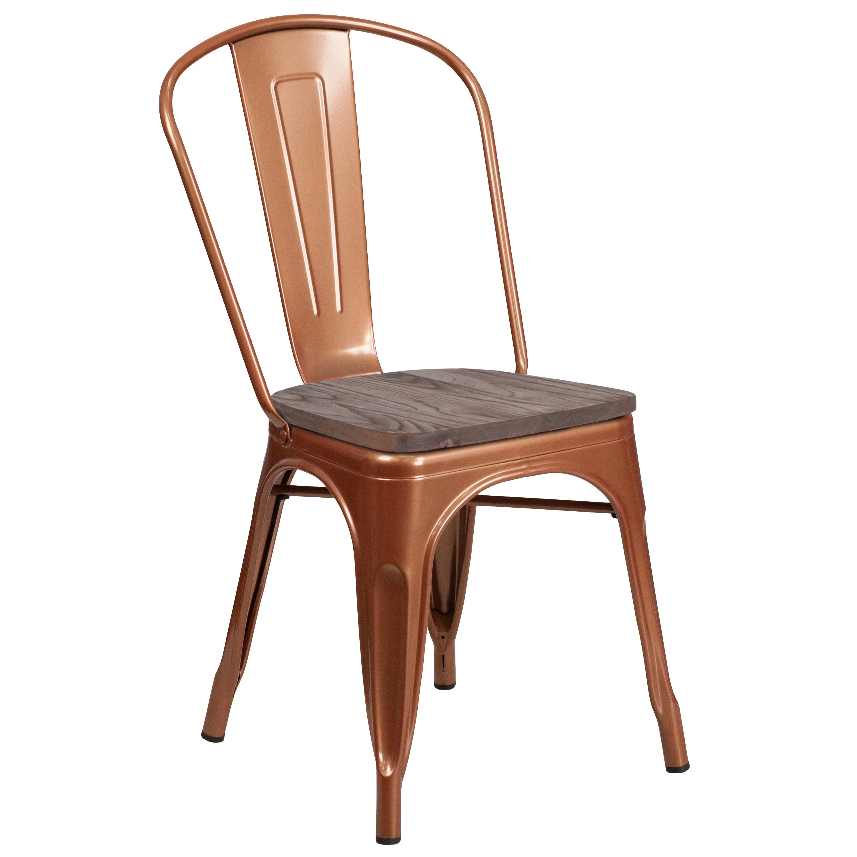 Metal Stackable Chair with Wood Seat - Image 8