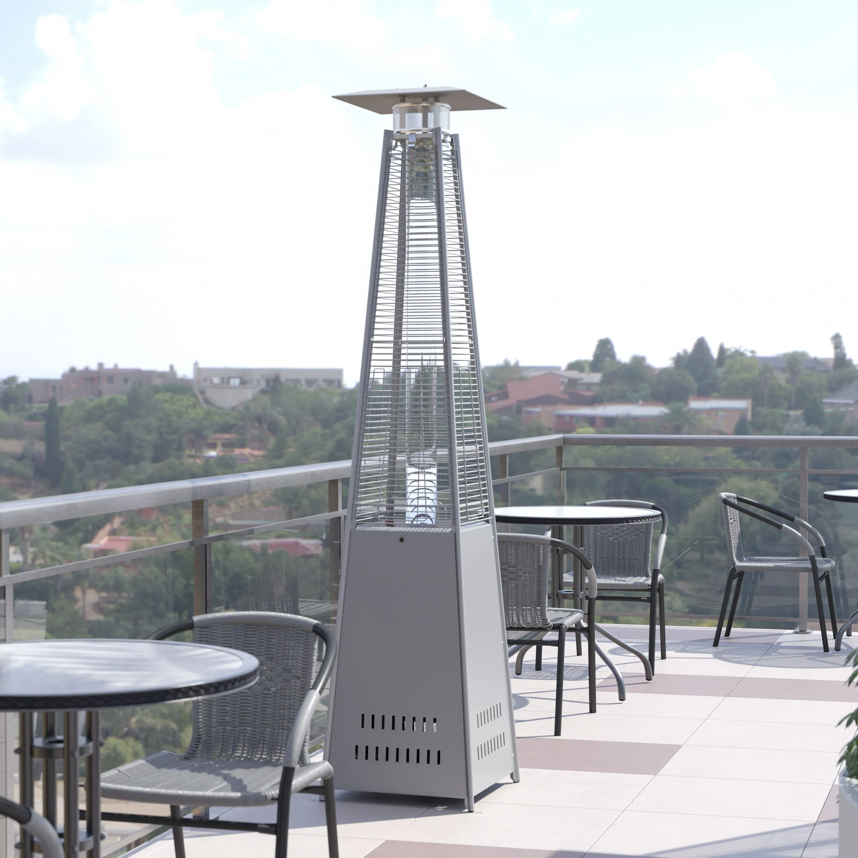 Sol Patio Outdoor Heating-Stainless Steel Pyramid 42,000 BTU Propane Heater with Wheels for Commercial & Residential Use - Image 41