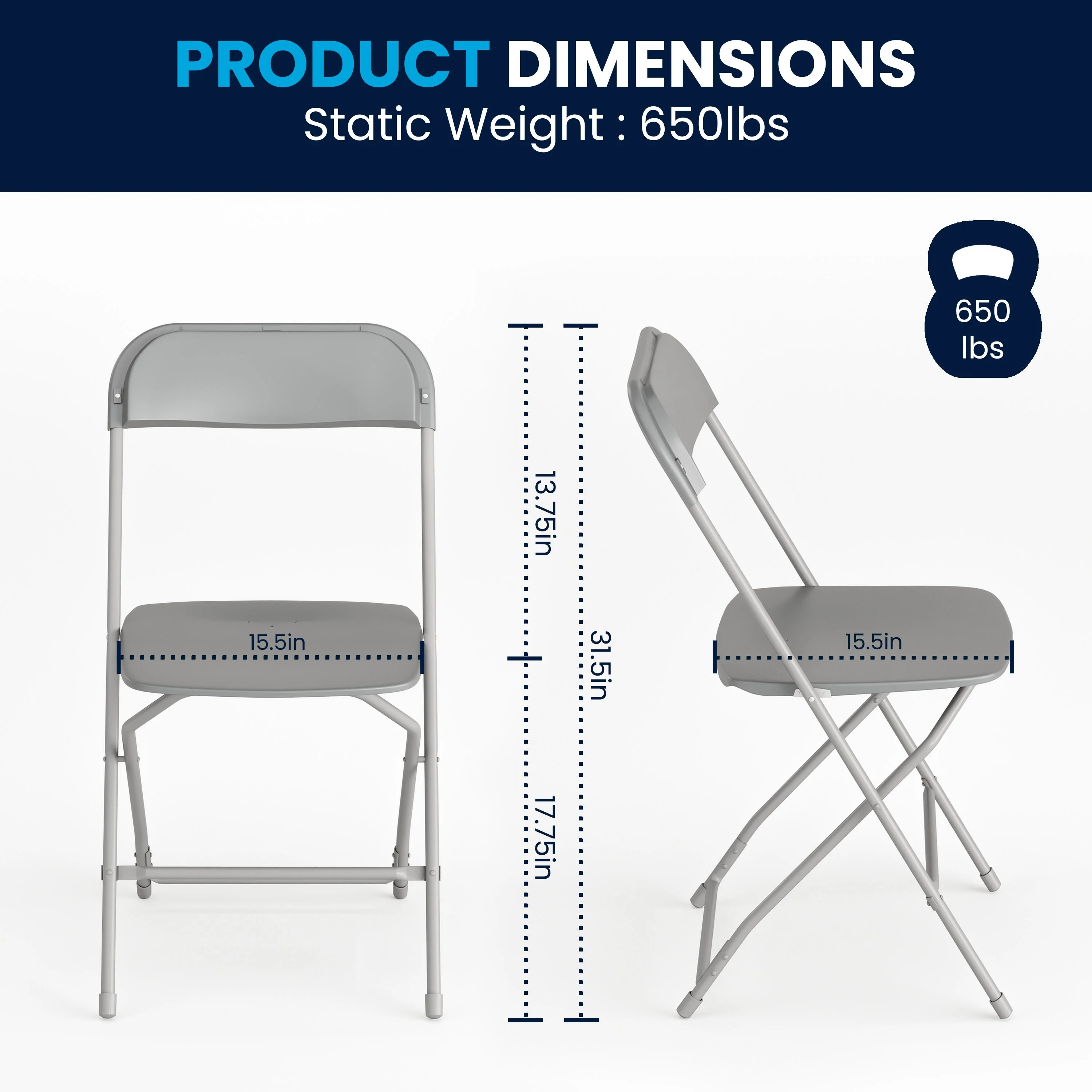 Hercules Series Plastic Folding Chair - 650LB Weight Capacity - Image 25