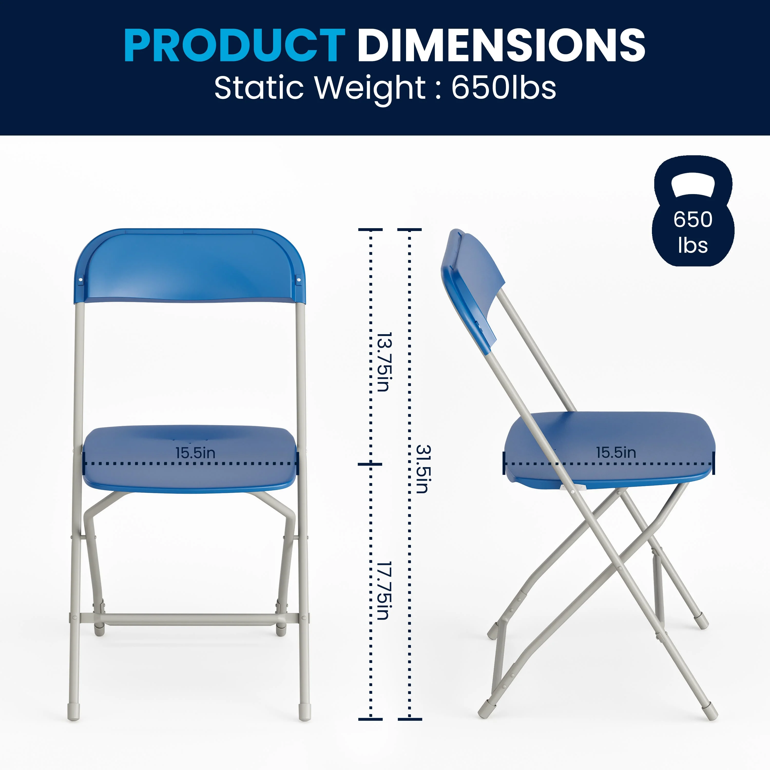 Hercules Series Plastic Folding Chair - 650LB Weight Capacity - Image 43