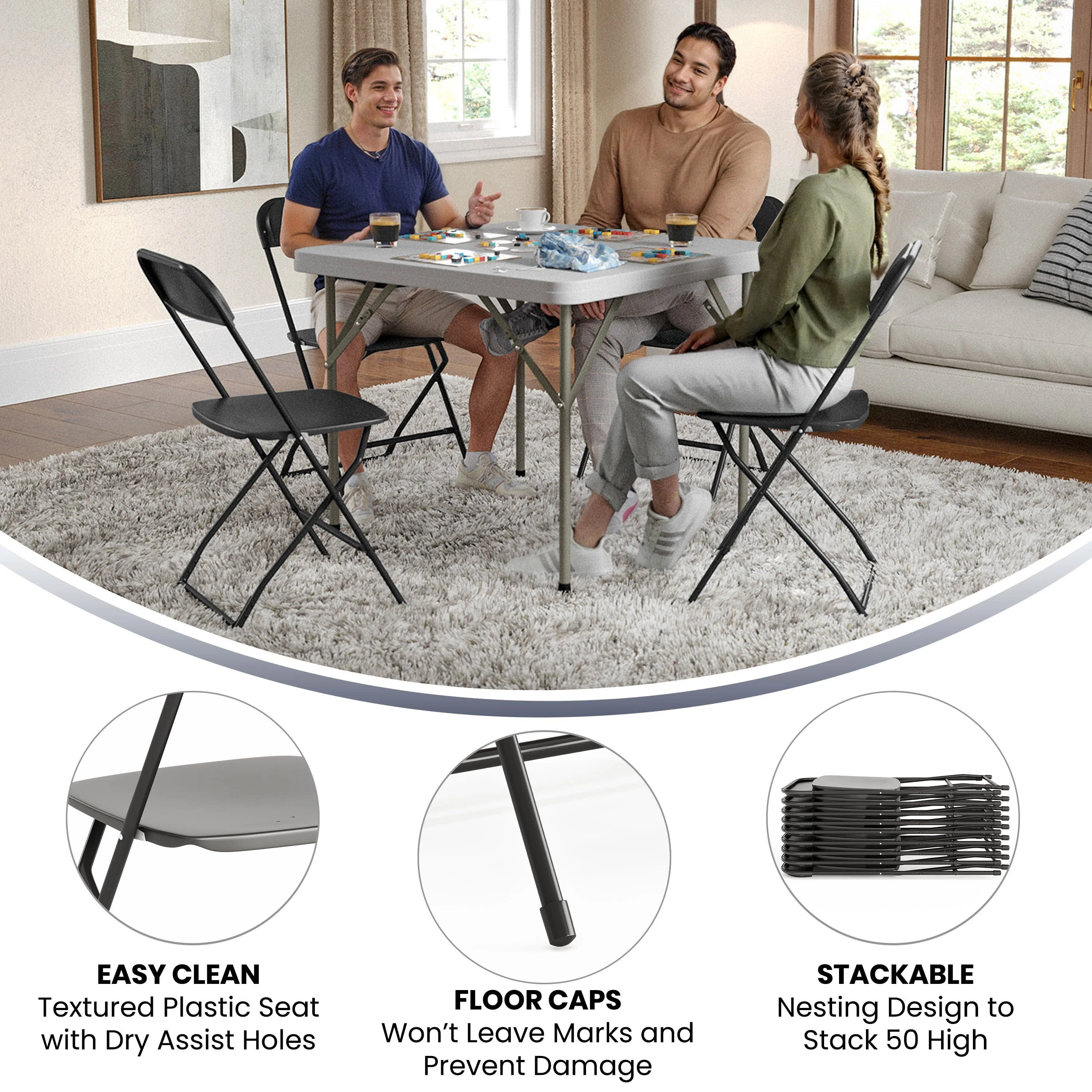 Hercules Series Plastic Folding Chair - 650LB Weight Capacity - Image 5