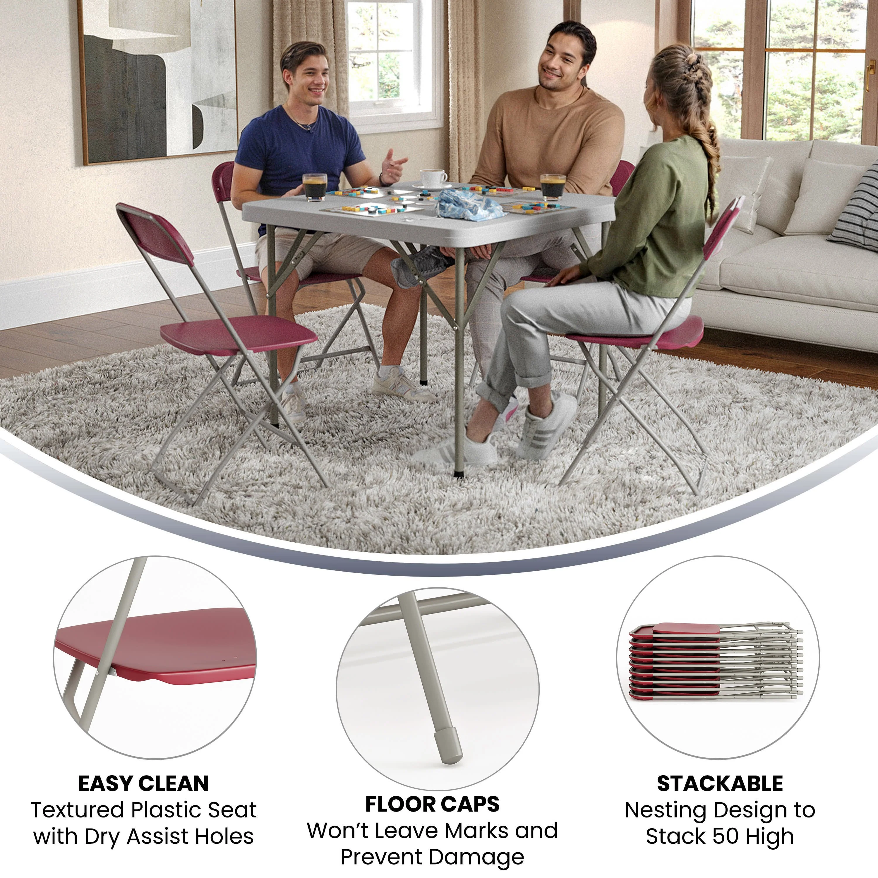 Hercules Series Plastic Folding Chair - 650LB Weight Capacity - Image 59