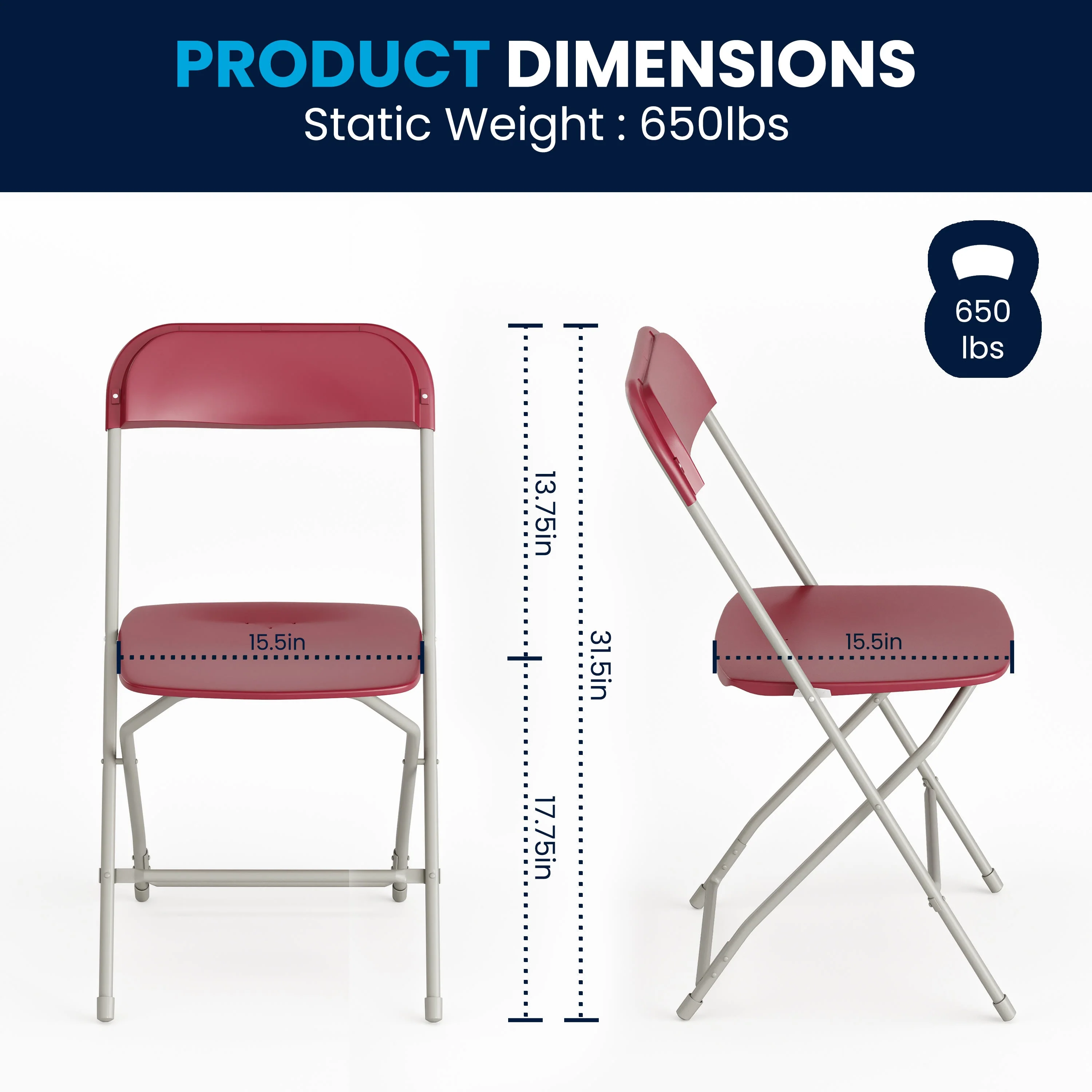 Hercules Series Plastic Folding Chair - 650LB Weight Capacity - Image 61