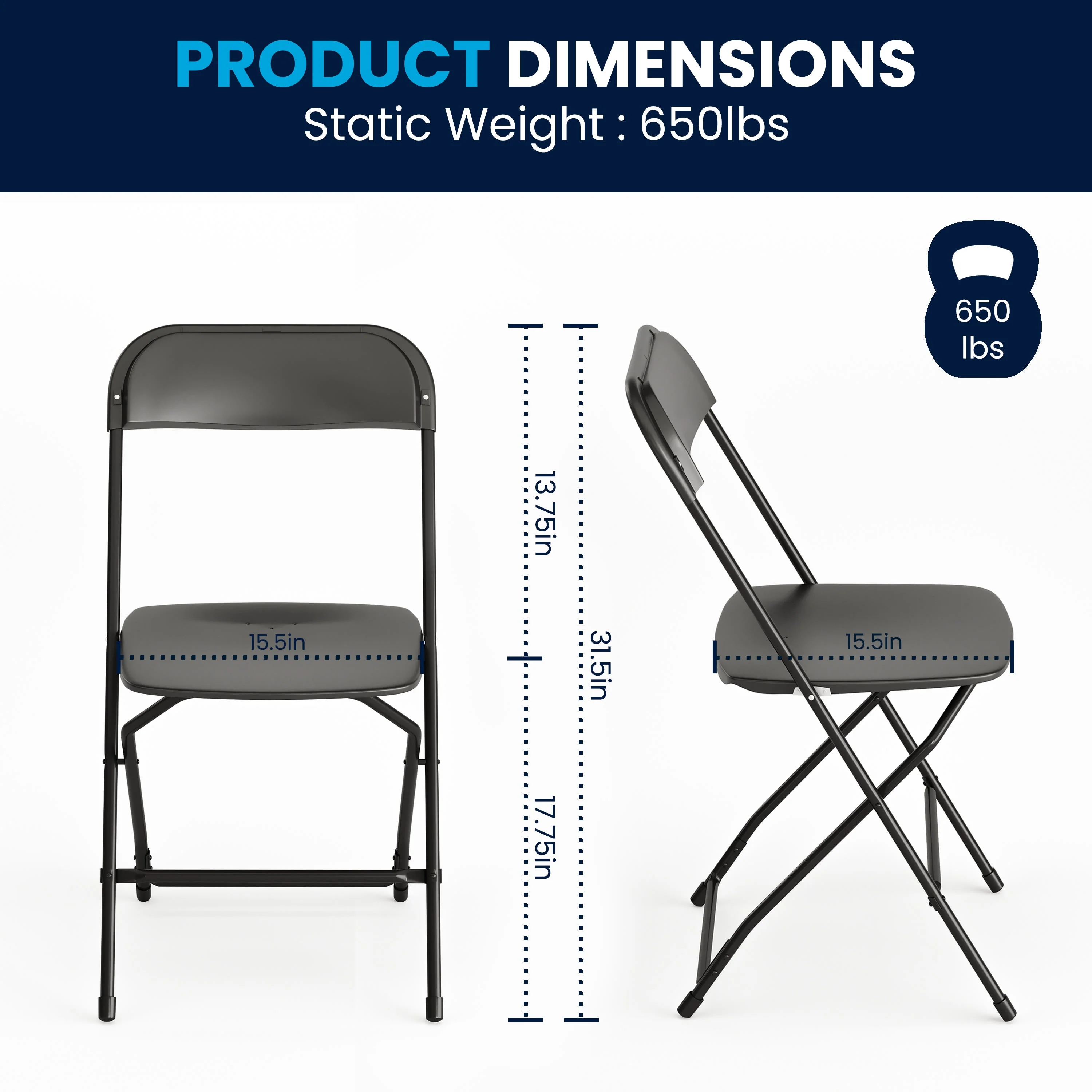 Hercules Series Plastic Folding Chair - 650LB Weight Capacity - Image 7