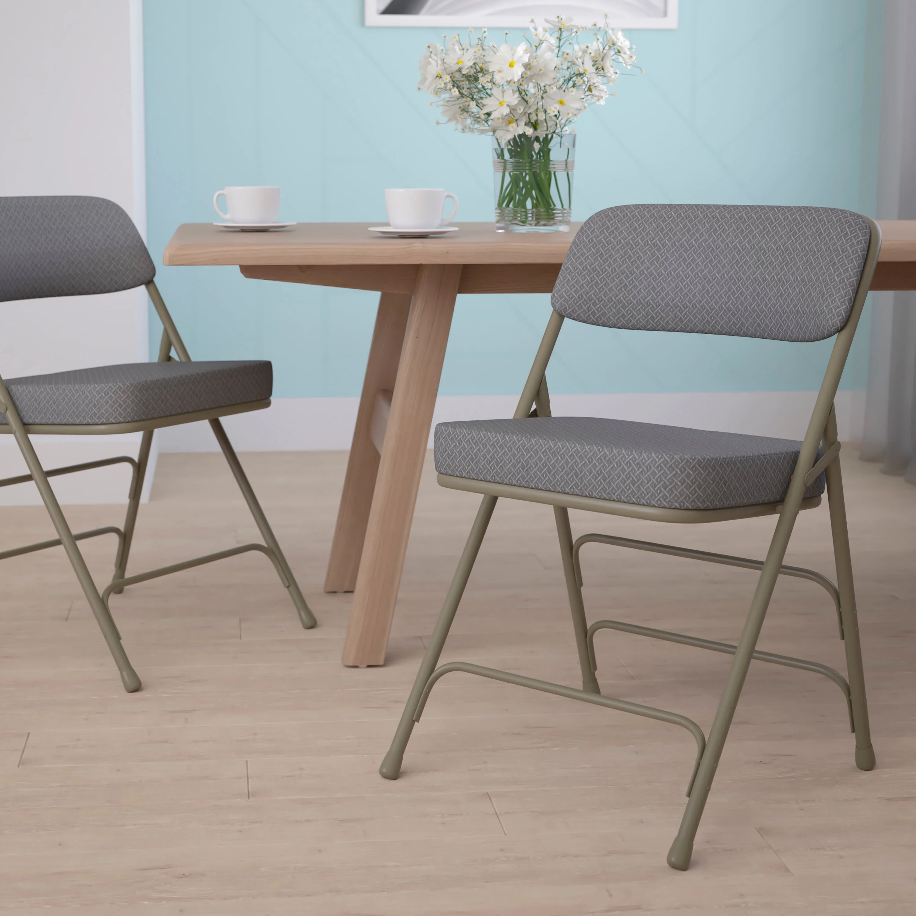 HERCULES Series 18.5"W Premium Curved Triple Braced & Double Hinged Fabric Upholstered Metal Folding Chair - Image 26