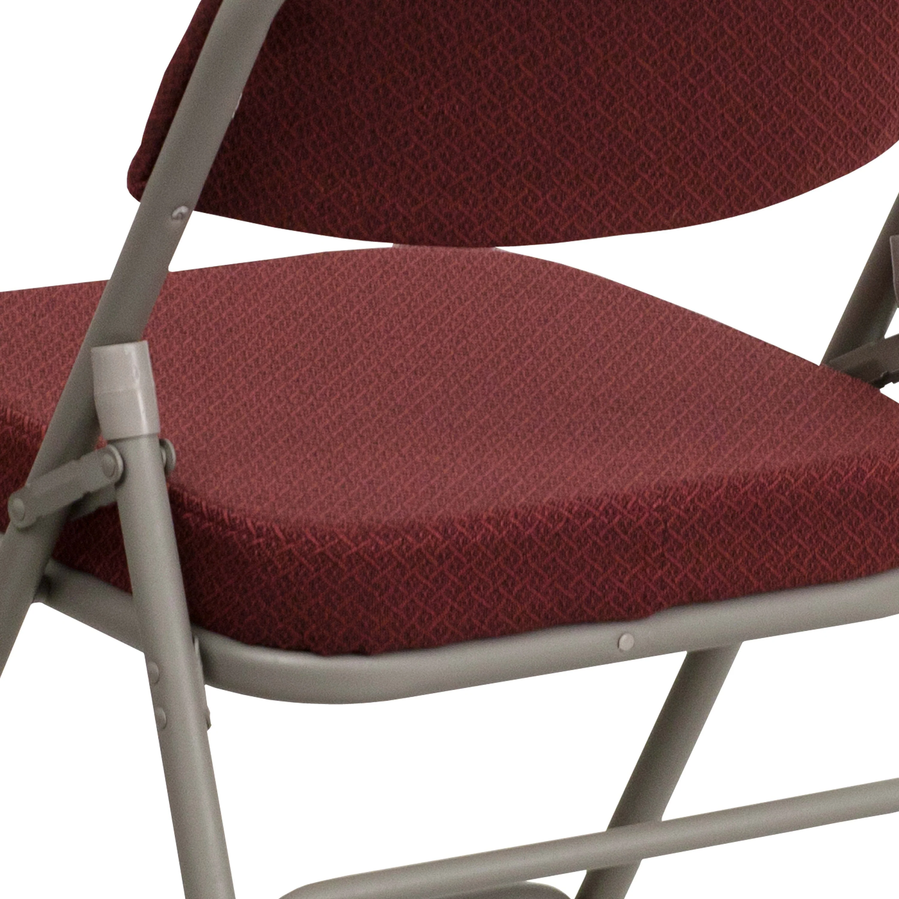 HERCULES Series 18.5"W Premium Curved Triple Braced & Double Hinged Fabric Upholstered Metal Folding Chair - Image 8