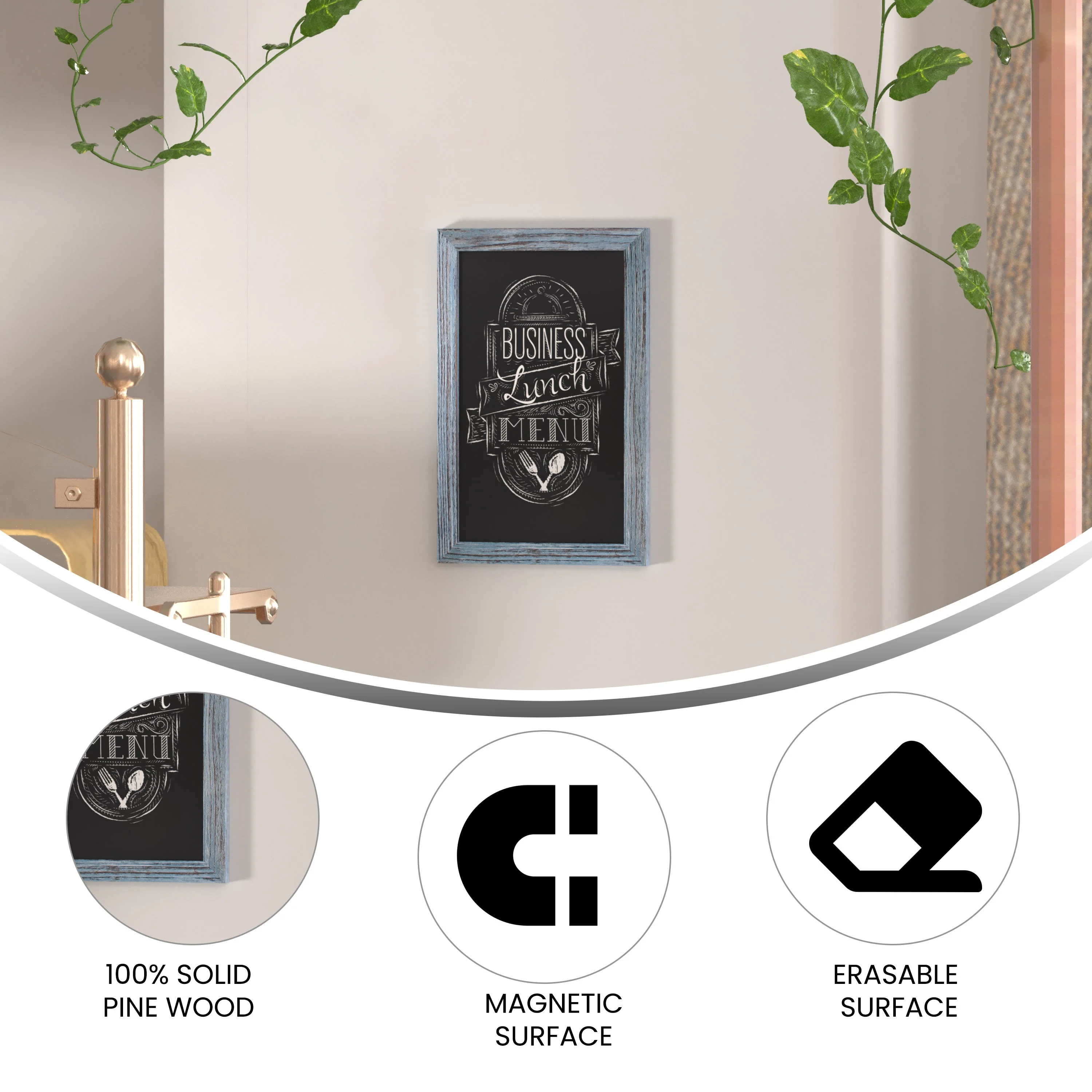 Canterbury Wall Mount Magnetic Chalkboard Sign, Hanging Wall Chalkboard Memo Board for Home, School, or Business, Set of 10 - Image 18