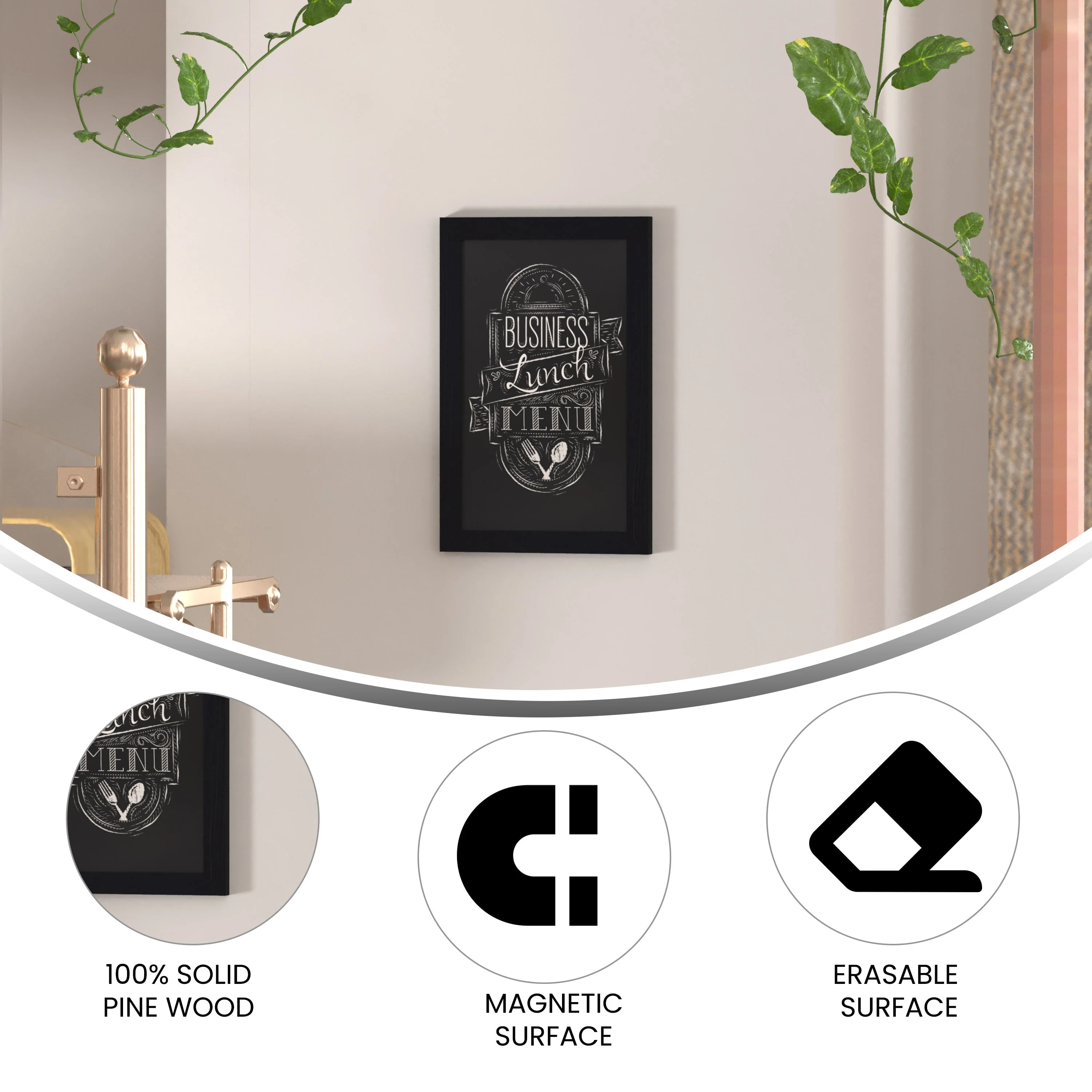 Canterbury Wall Mount Magnetic Chalkboard Sign, Hanging Wall Chalkboard Memo Board for Home, School, or Business, Set of 10 - Image 5