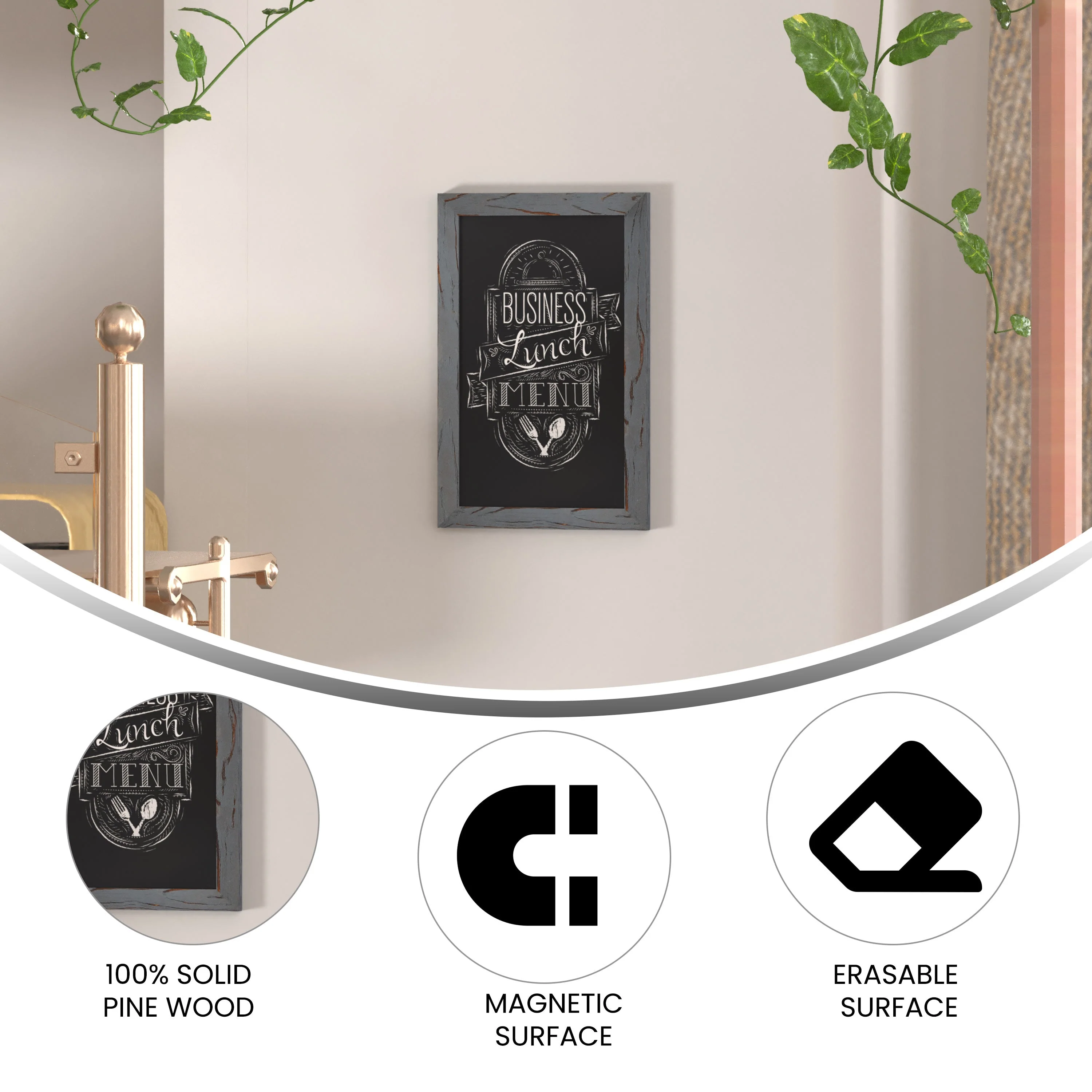 Canterbury Wall Mount Magnetic Chalkboard Sign, Hanging Wall Chalkboard Memo Board for Home, School, or Business, Set of 10 - Image 57