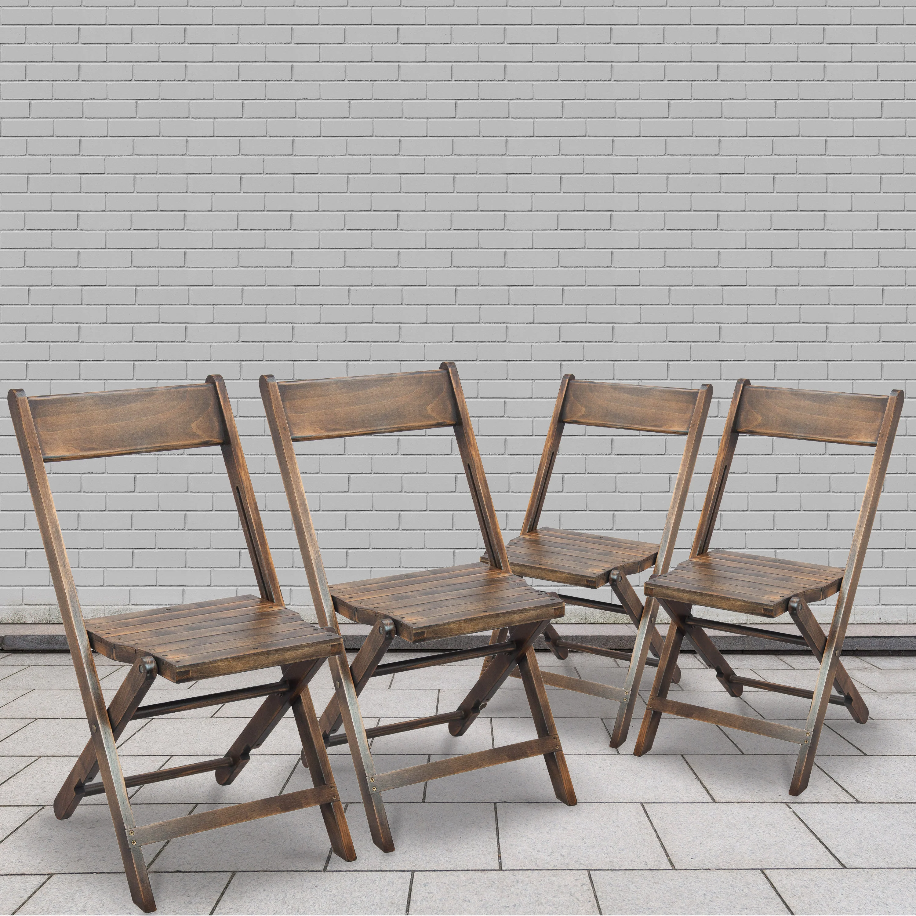 Slatted Wood Folding Special Event Chair, Set of 4 - Image 3