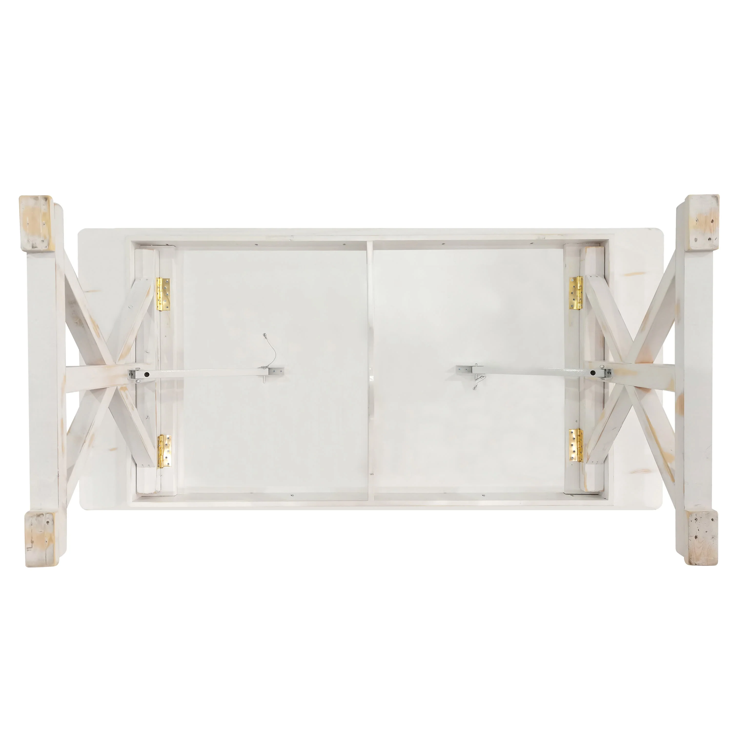 HERCULES 7' x 40" Rectangular Solid Pine Folding Farm Table with X Legs - Image 12